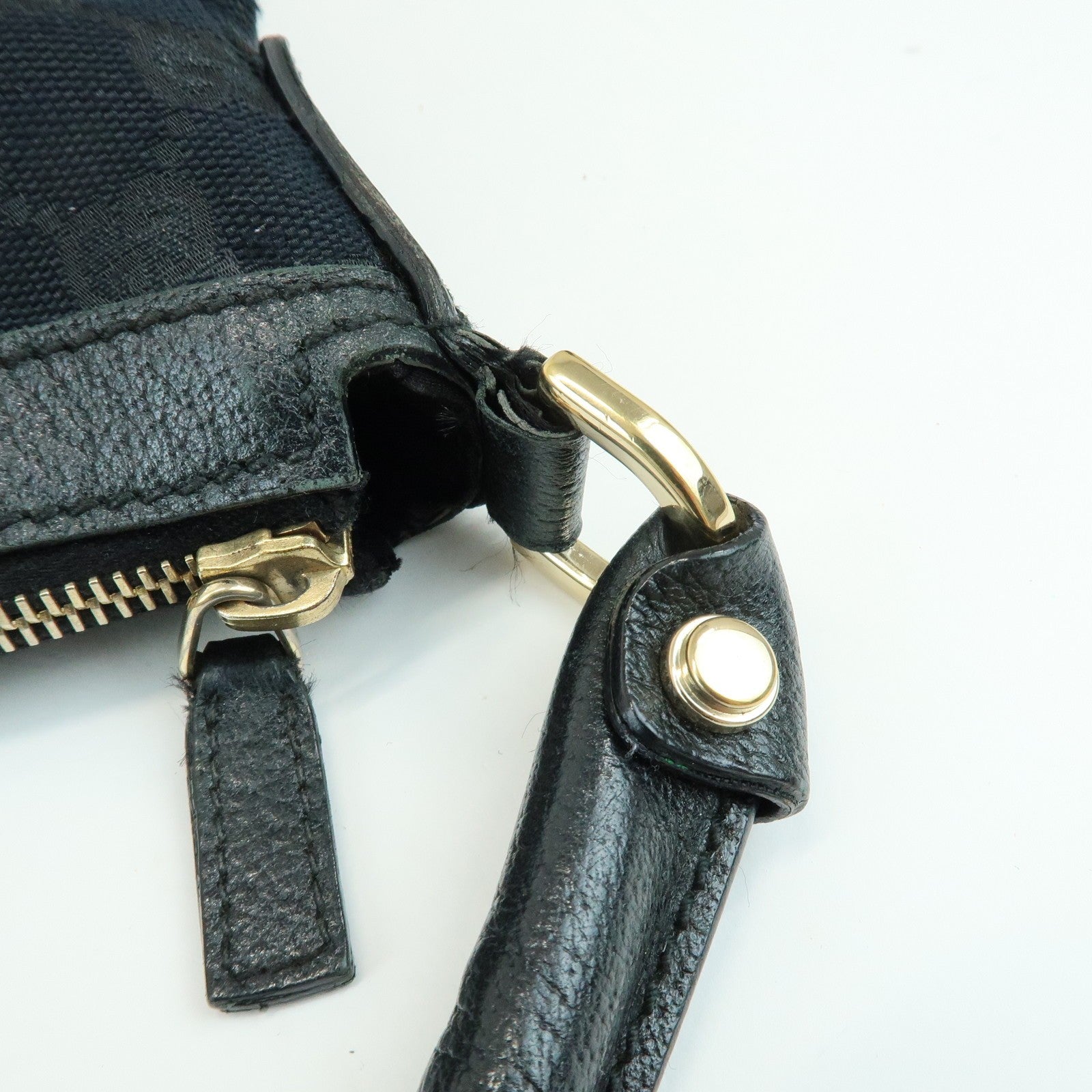 Gucci Shoulder Hand Bag - Black, GG Canvas, Leather