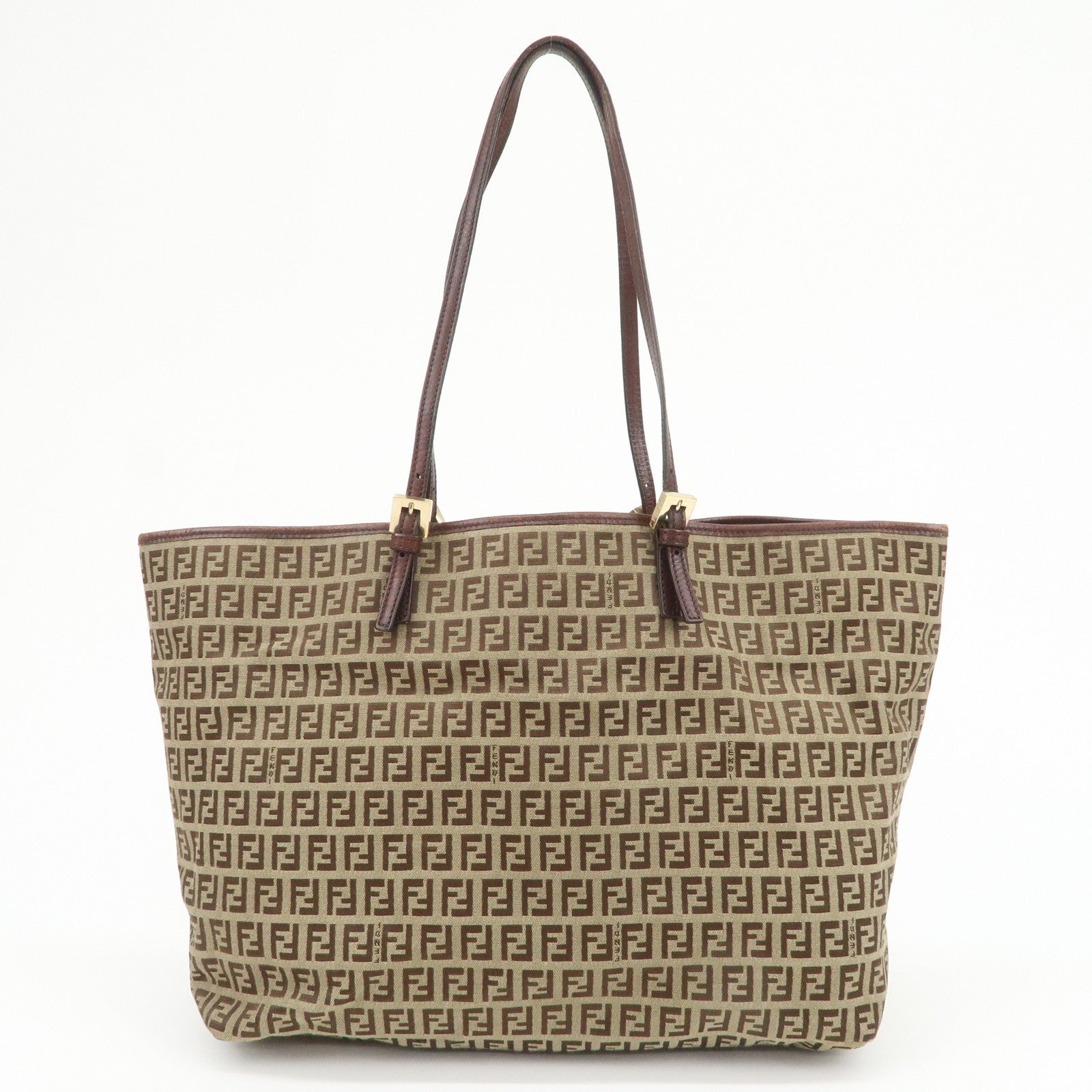 Fendi Tote Shoulder Bag - Beige Brown, Canvas Leather