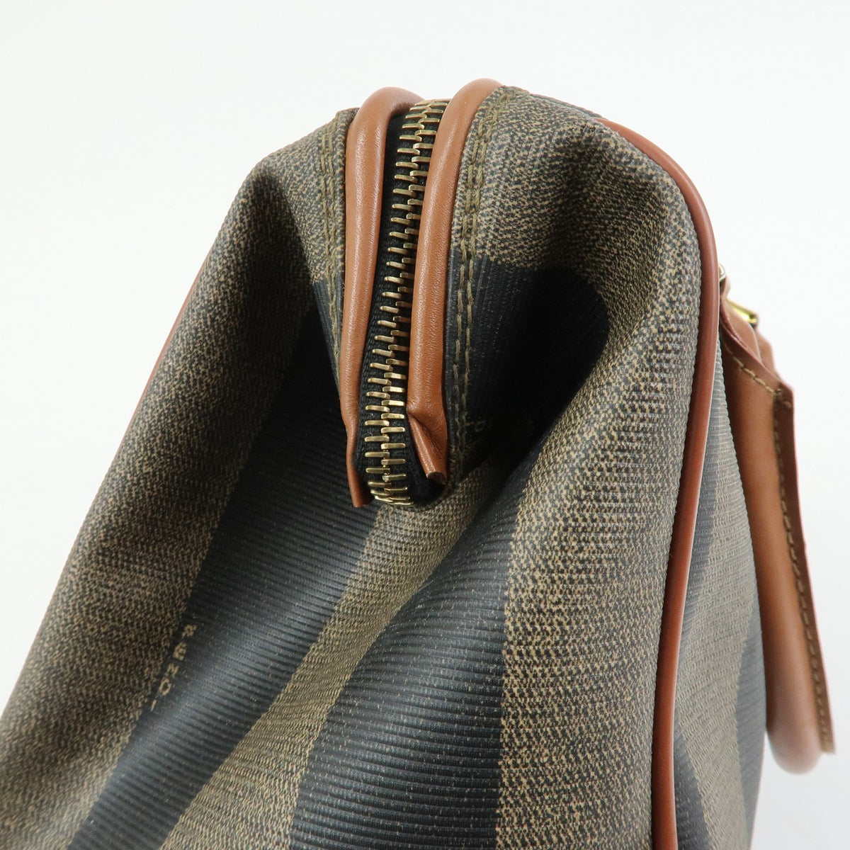 Fendi Pequin Boston Bag - Brown Beige Black, PVC Leather