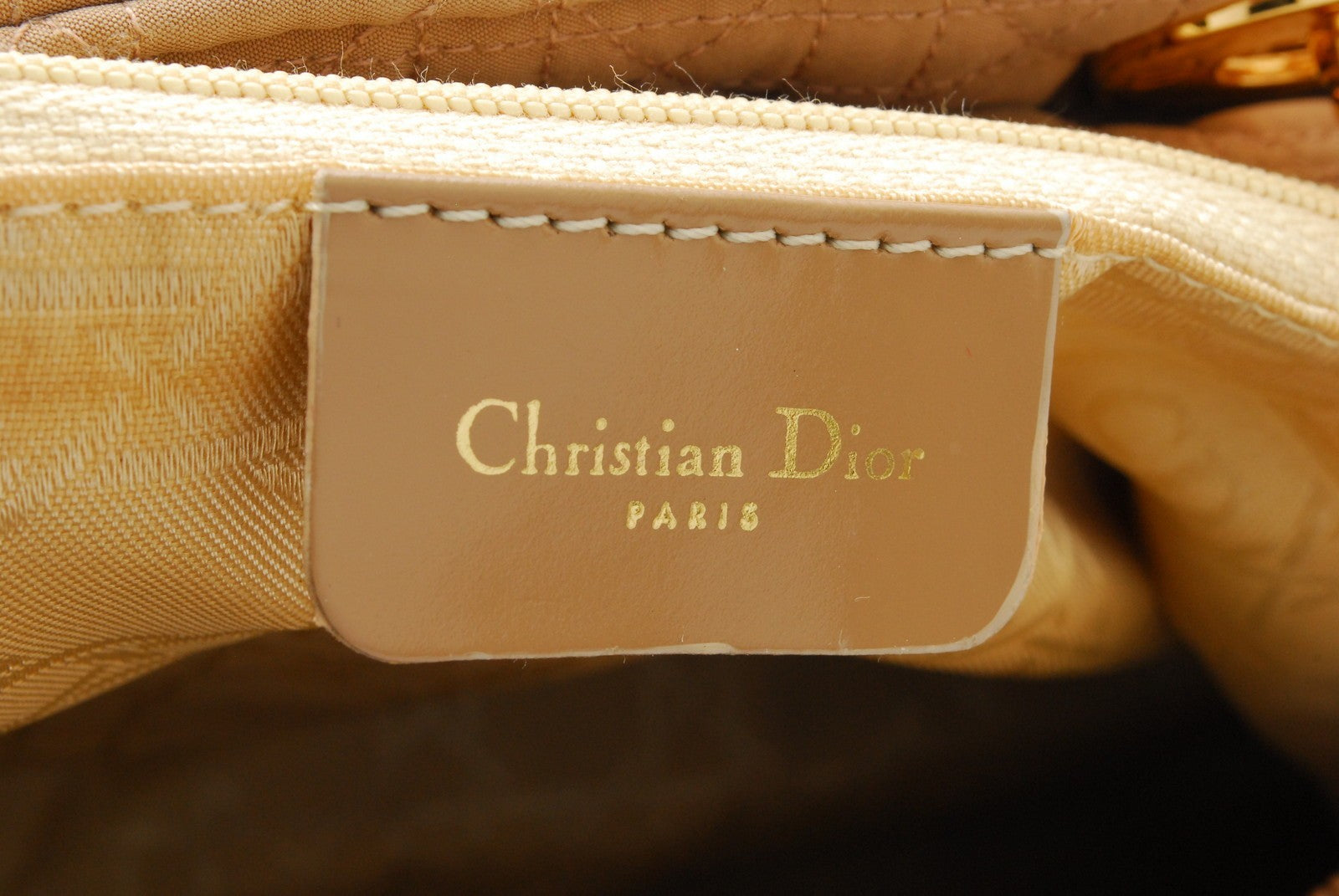 Christian Dior Lady Dior Tote Hand Bag - Beige, Nylon