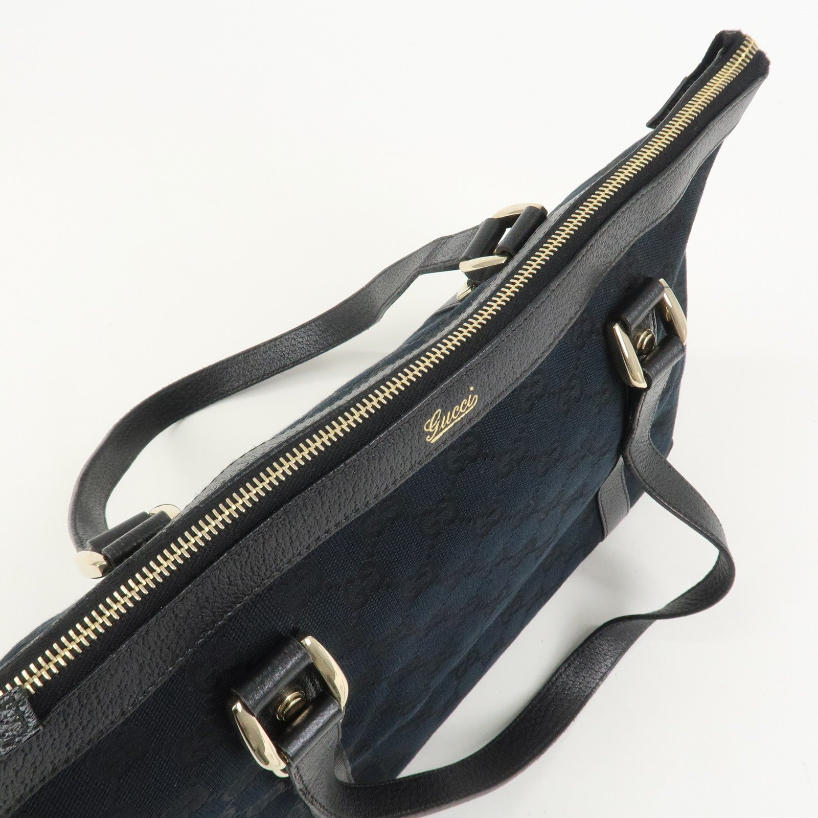 Gucci Abbey Tote Bag - Black, GG Canvas, Leather