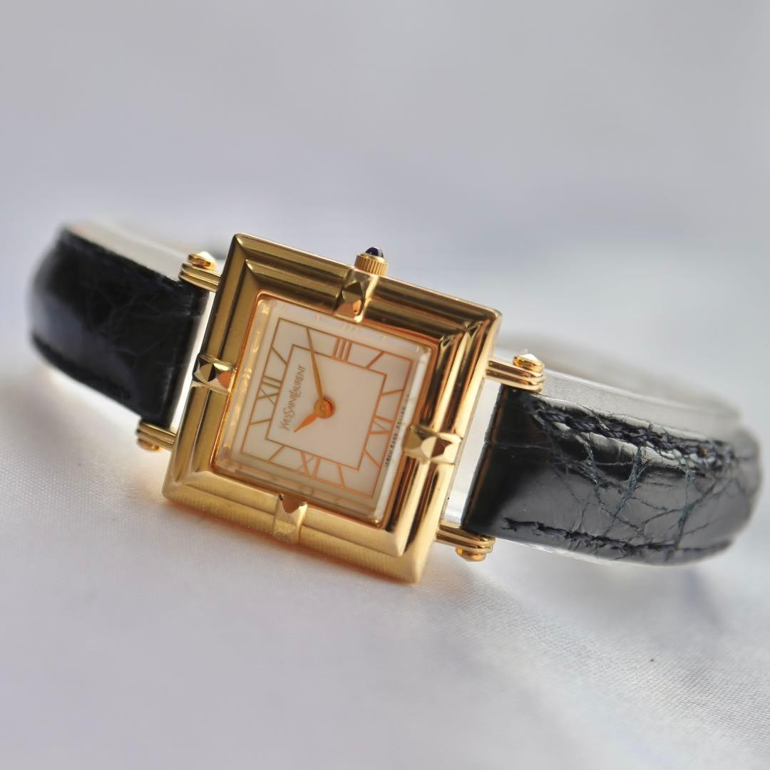 Yves Saint Laurent Roman Square Watch 1558 - Black, Stainless Steel