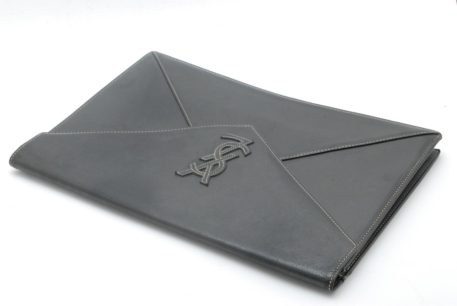 Saint Laurent Yves Saint Laurent Clutch Bag - Black, Leather