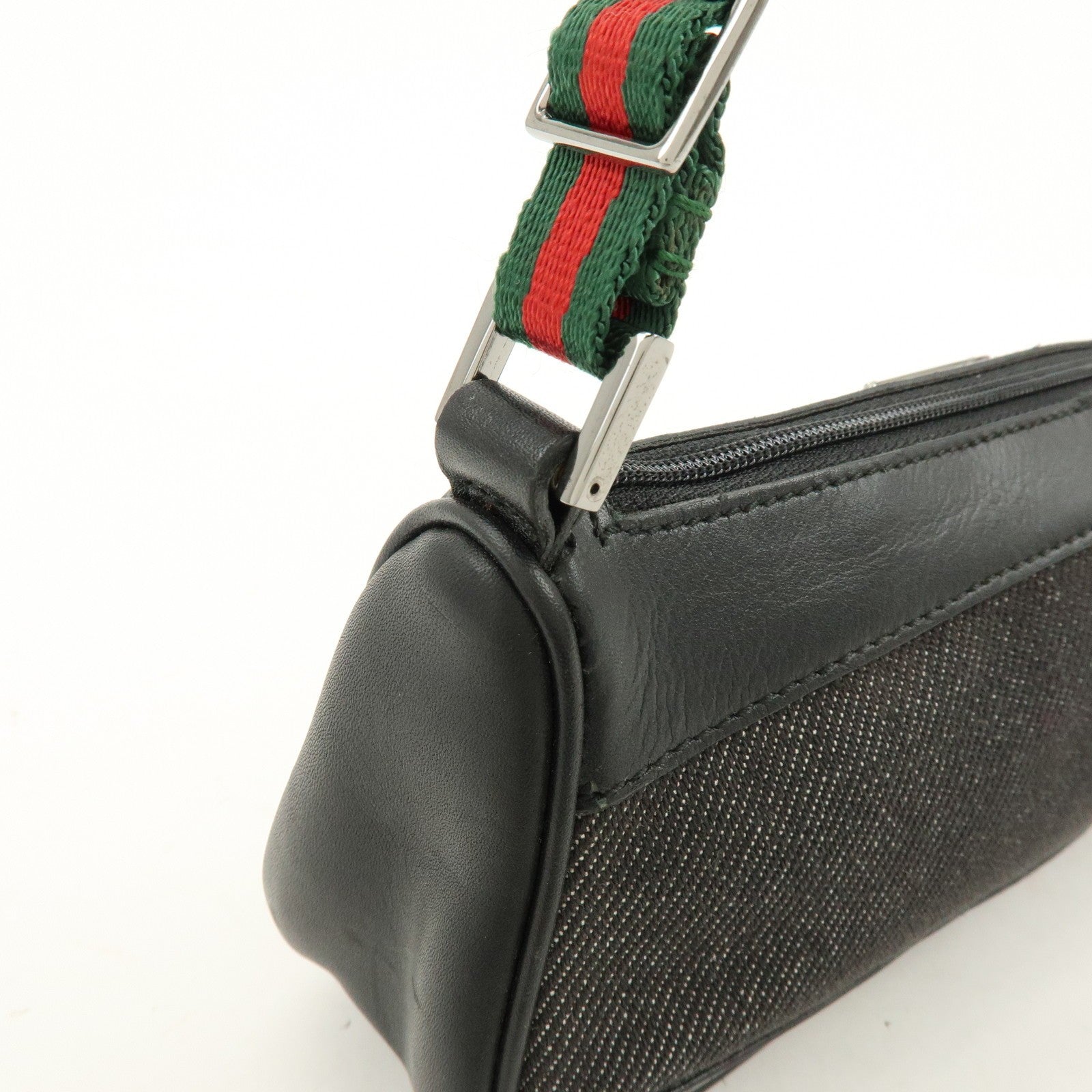 Gucci Hand Bag - Black, Denim, Leather