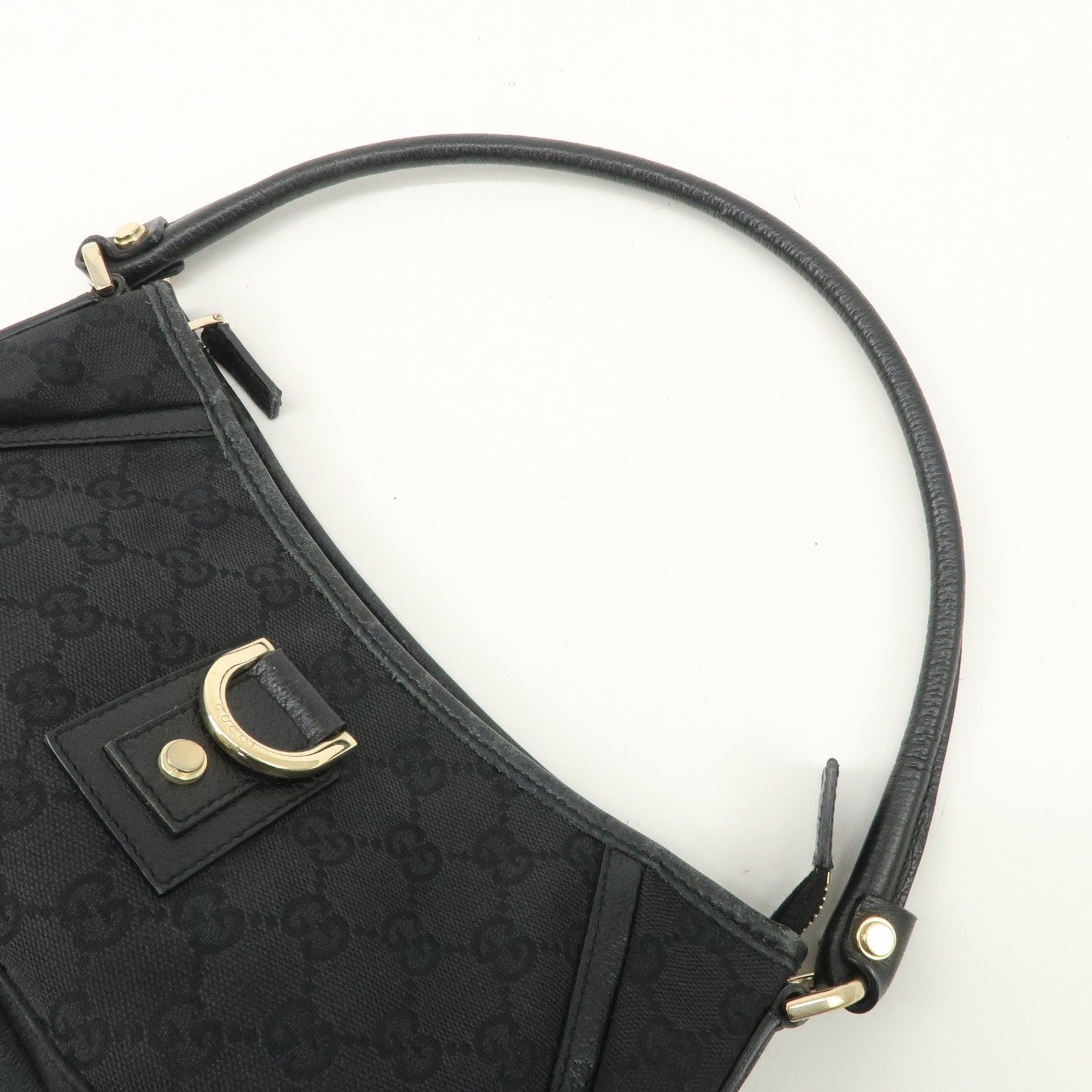 Gucci Abbey GG Canvas Leather One Shoulder Bag - Black, Canvas