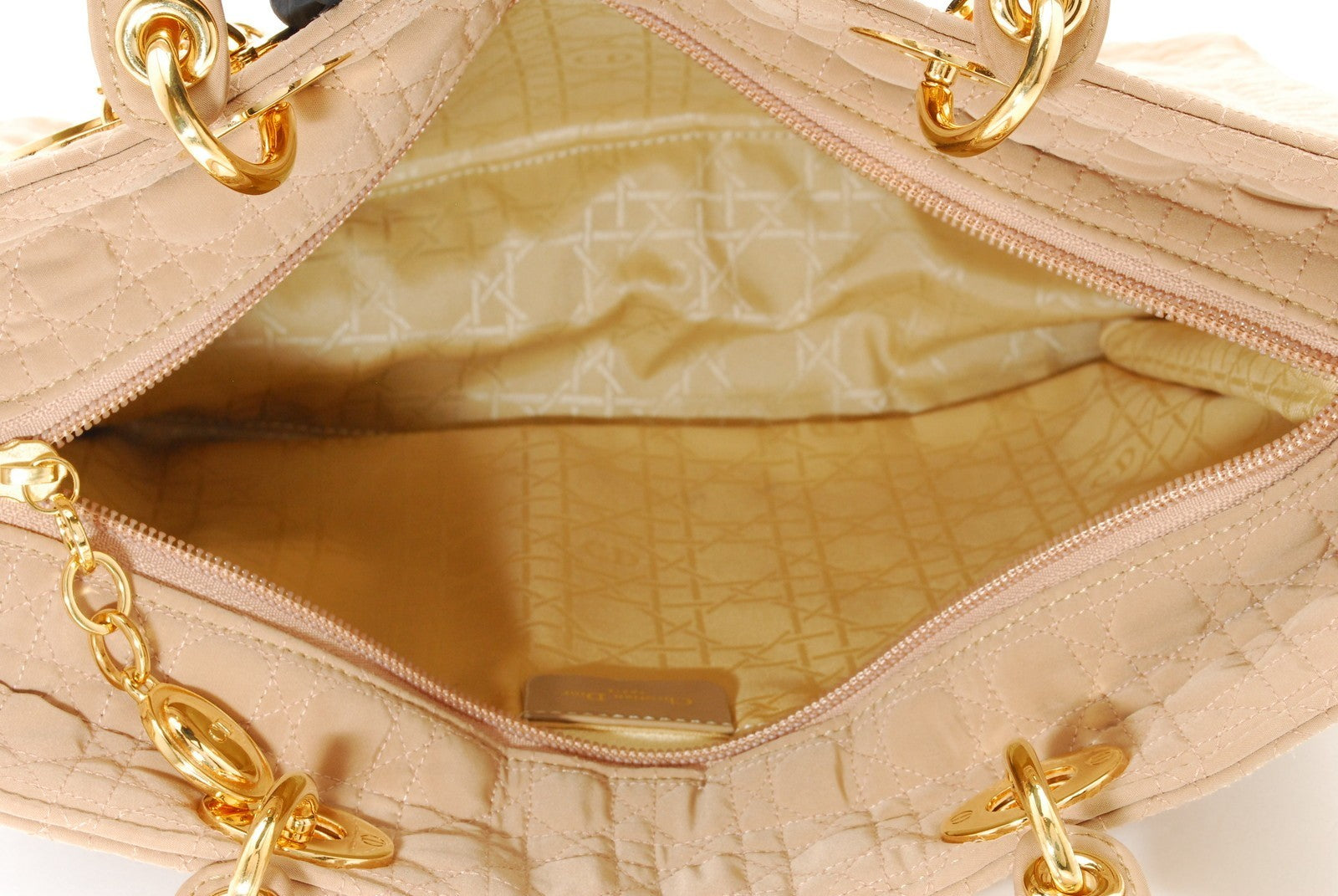 Christian Dior Lady Dior Tote Hand Bag - Beige, Nylon