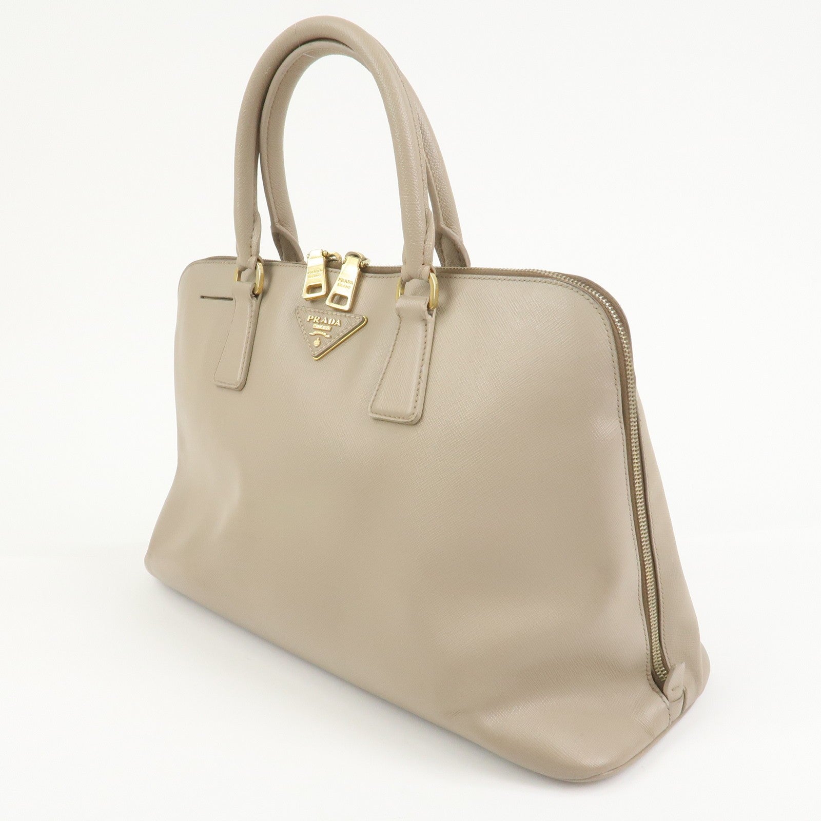 Prada Hand Bag - Greige, Saffiano Leather