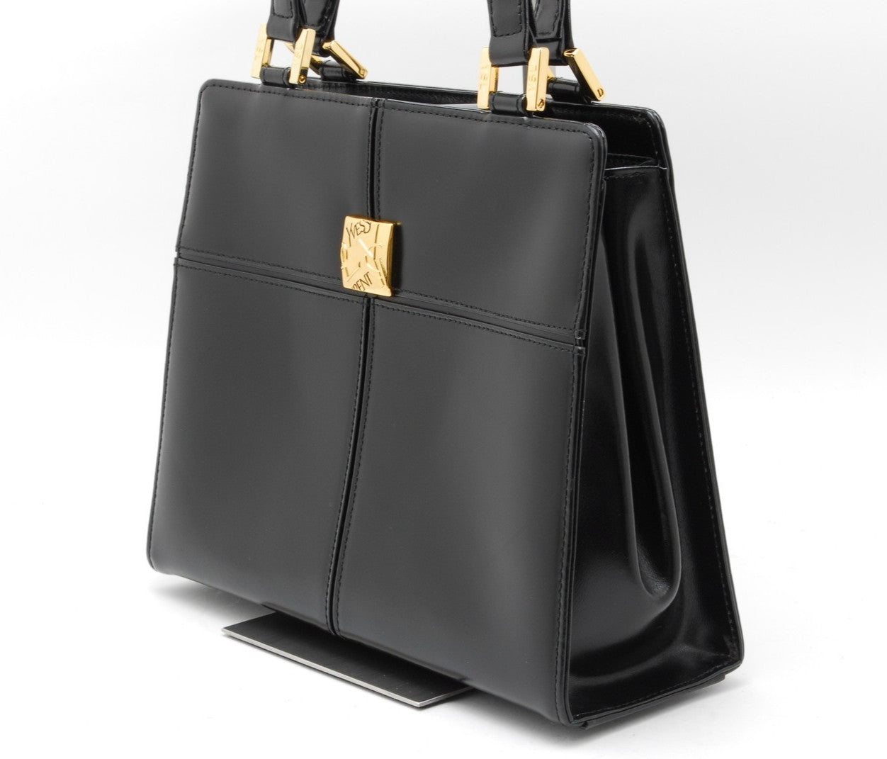 Saint Laurent Yves Shoulder Hand Tote Bag - Black, Leather