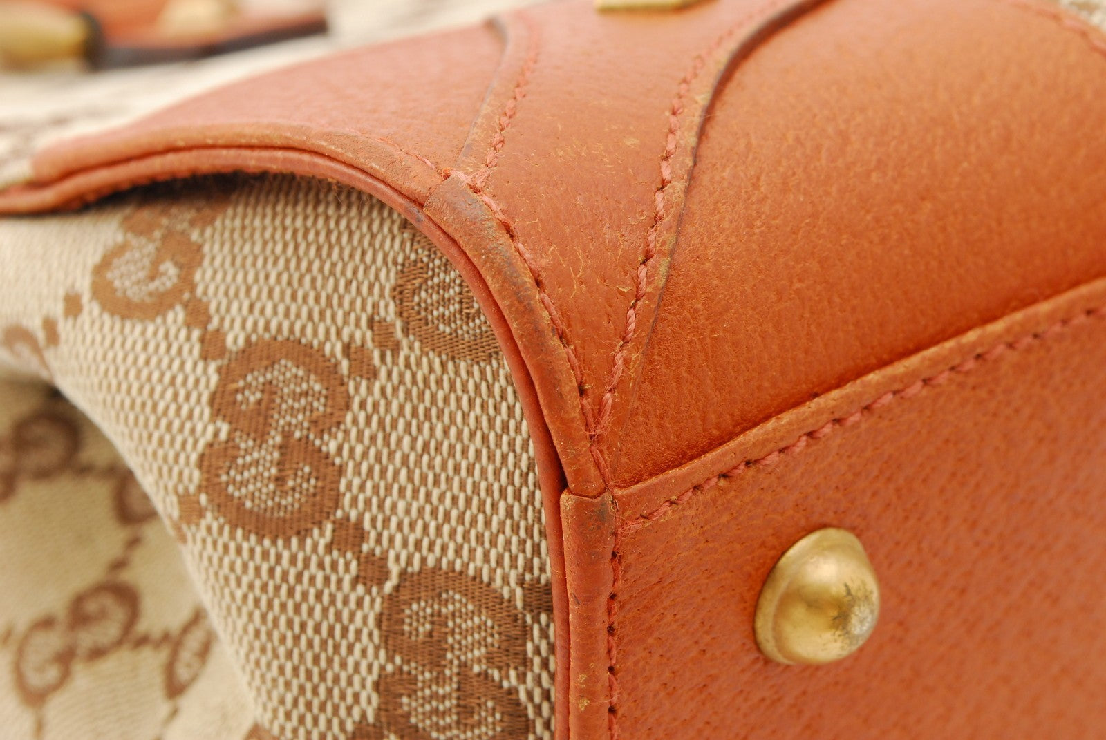 Gucci Vintage GG Tote Bag - Orange Brown, Canvas Leather
