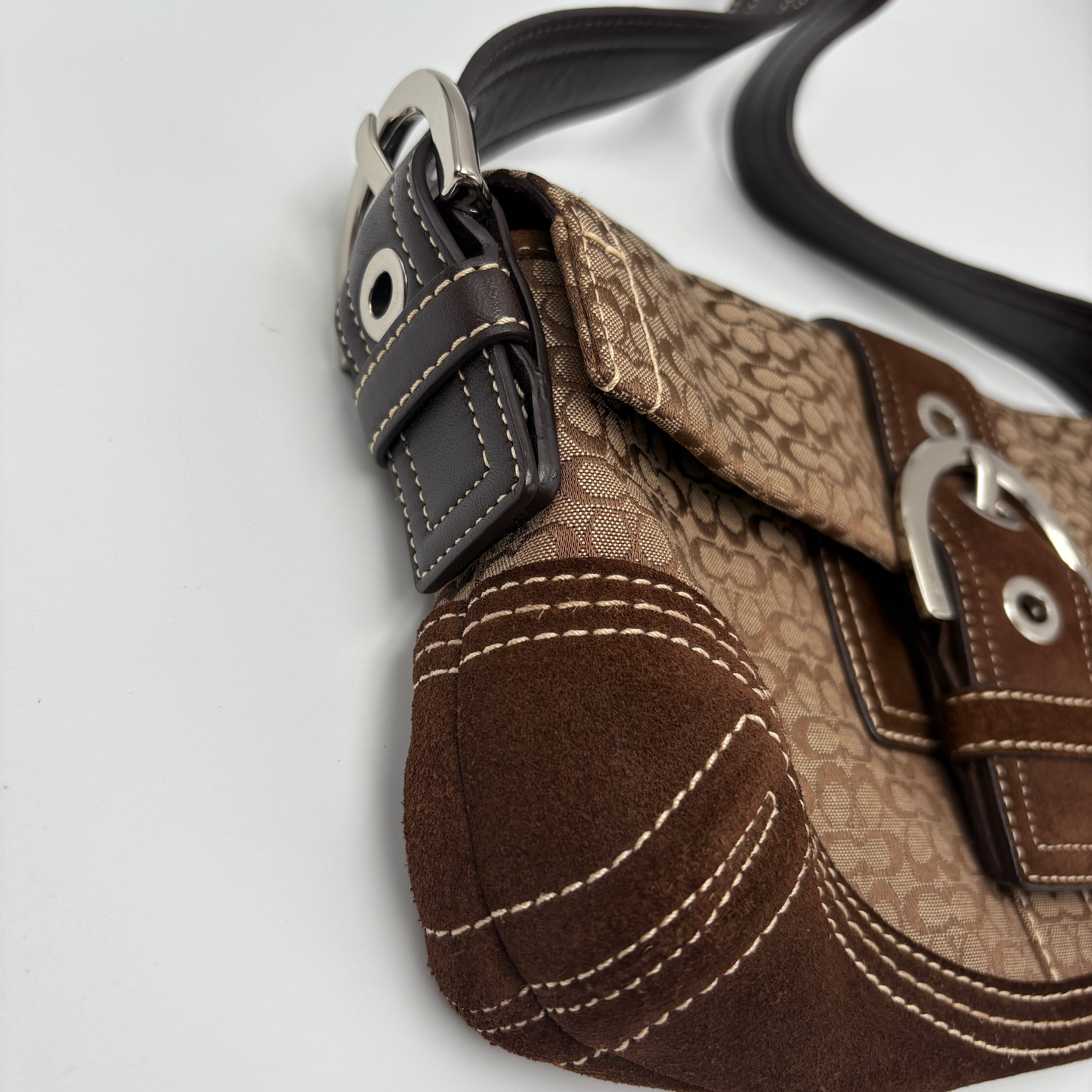 COACH SIGNATURE SUEDE BAG