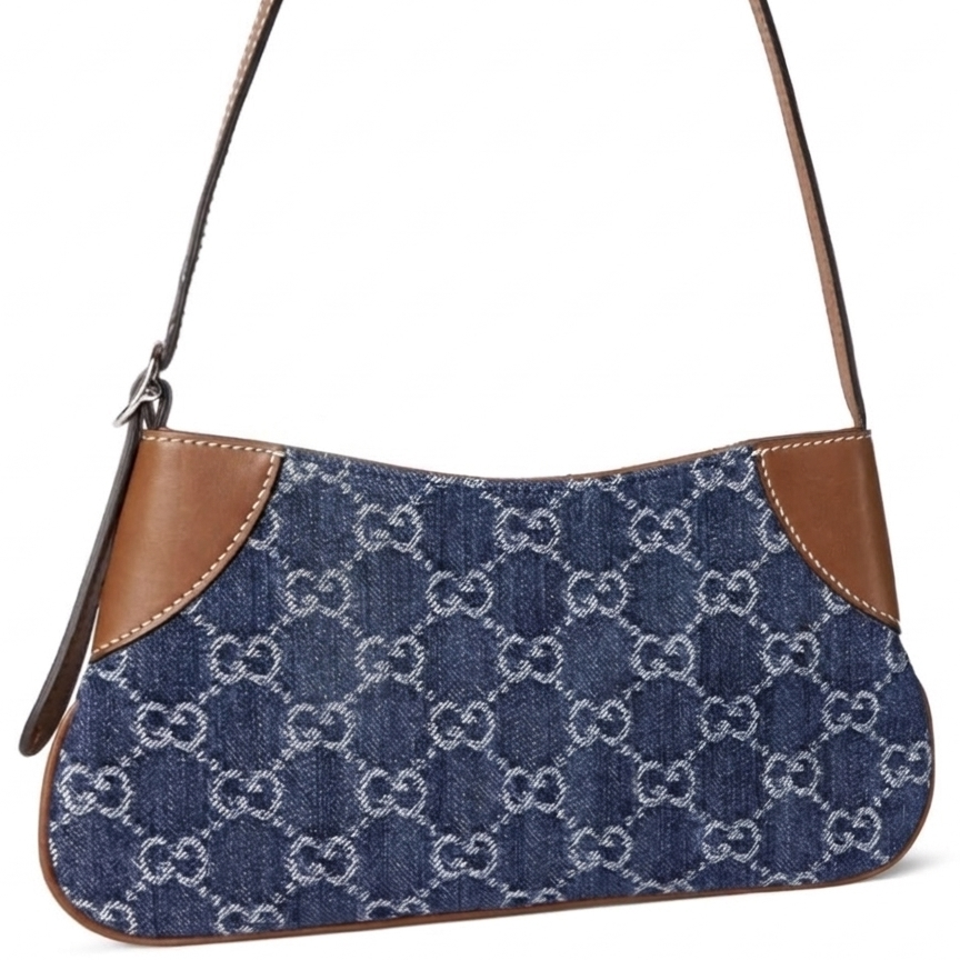 Gucci Denim Emblem Small Shoulder Bag