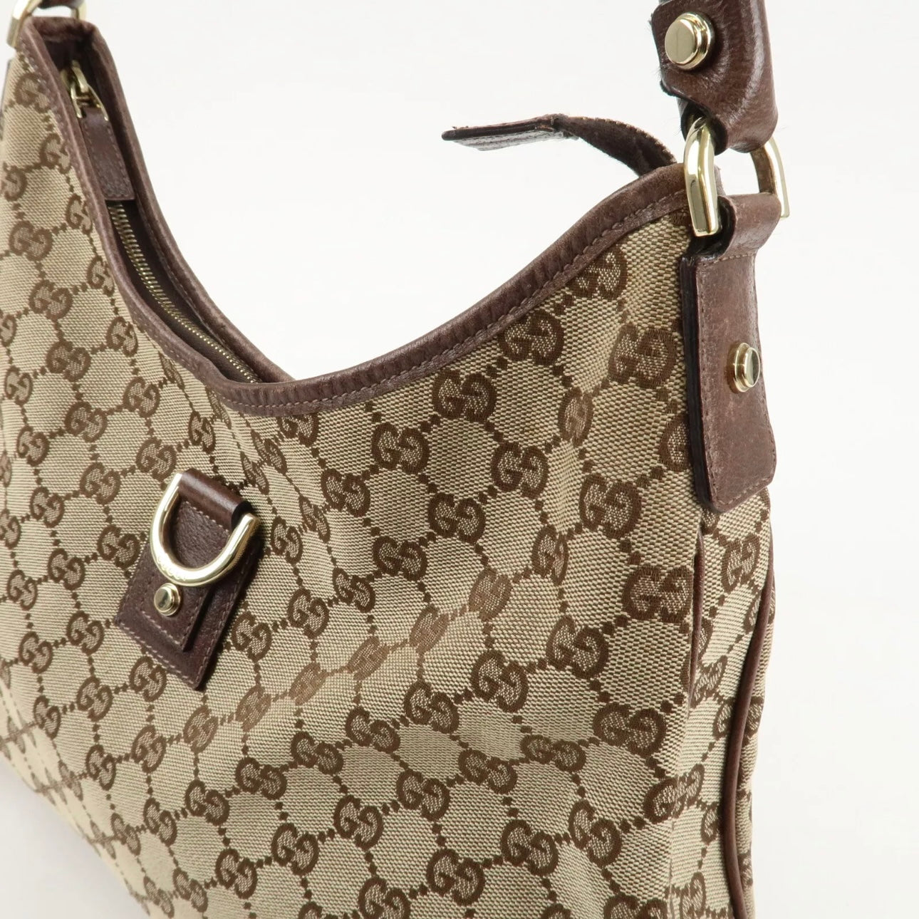 GUCCI Abbey GG Canvas Leather Shoulder Bag