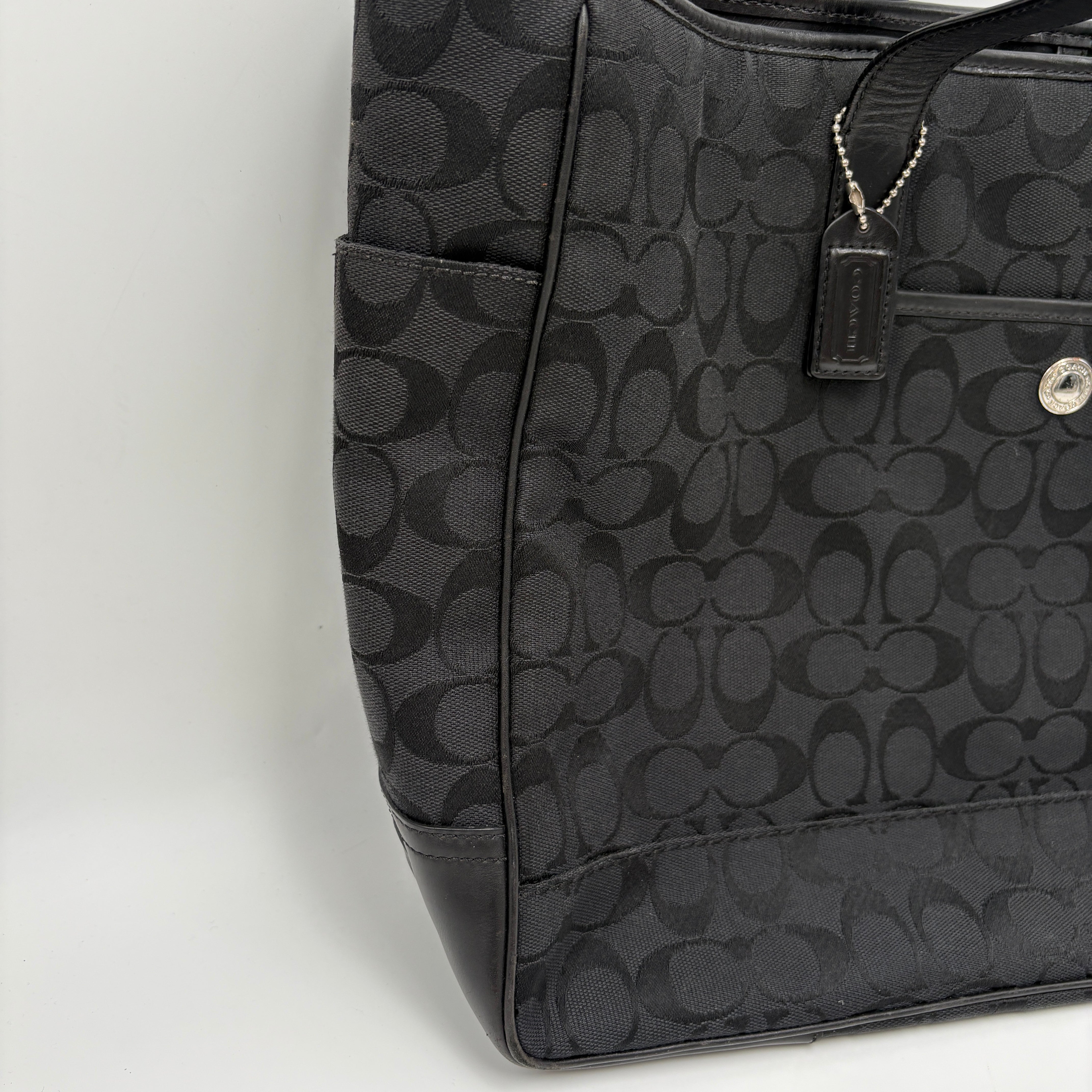 Coach Black Signature Monogram Tote Bag