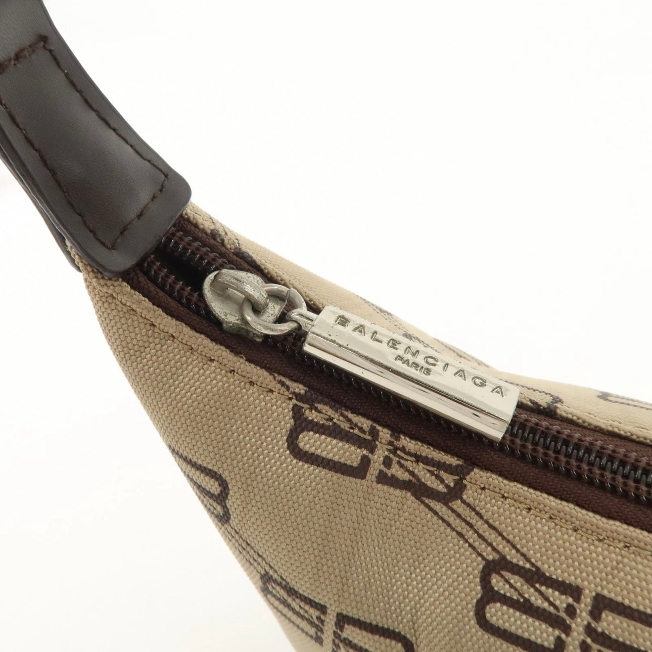 BALENCIAGA Leather Canvas Shoulder Bag