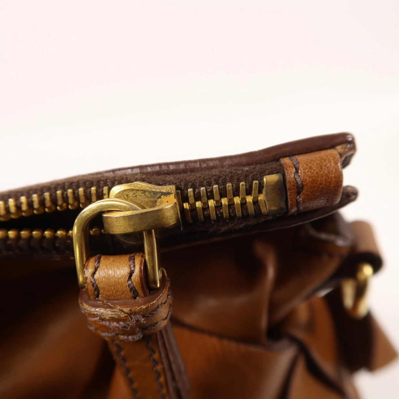 Miu Miu GHW 2 Way Shoulder Bag Calfskin Leather Brown