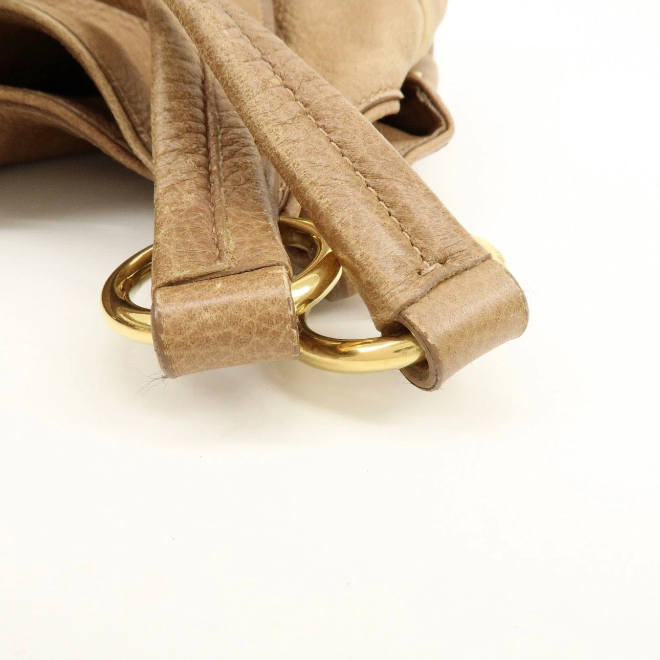 PRADA Leather Shoulder Bag Hand Bag Light Brown