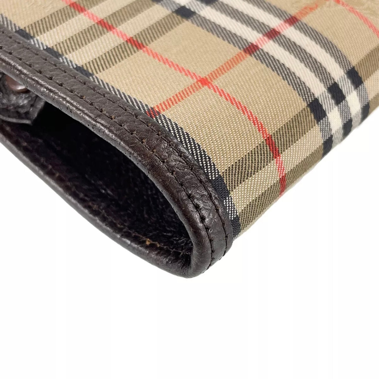 Burberry Leather Fabric Leather Nova Check Clutch
