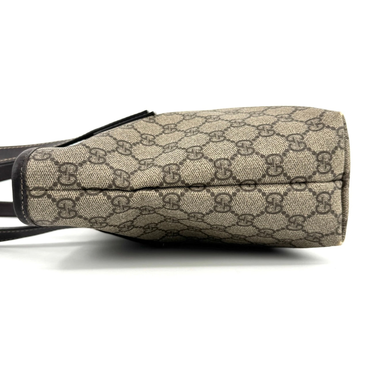 Gucci GG PVC Leather Supreme Tote Shoulder Bag Brown