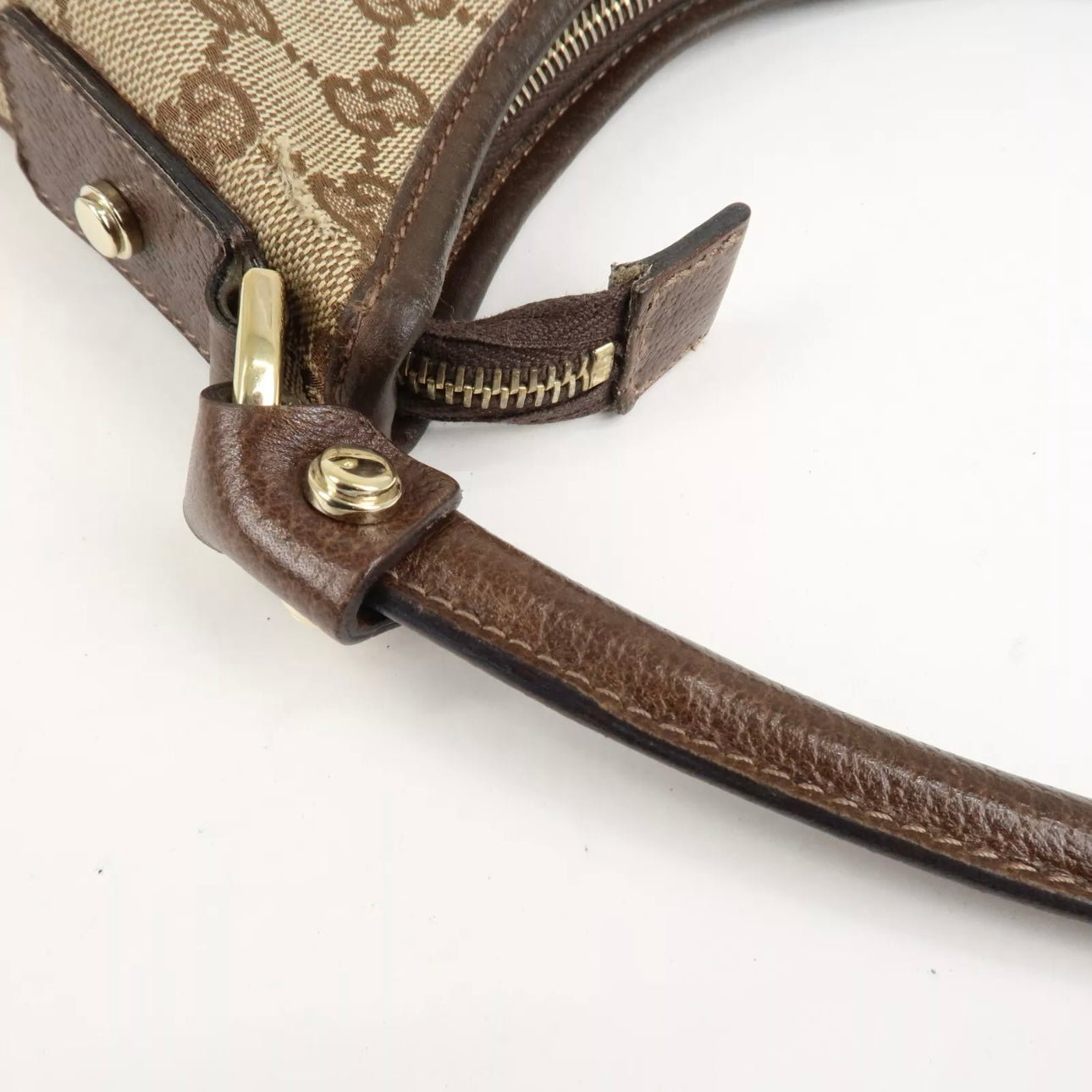 GUCCI Abbey GG Canvas Leather Shoulder Bag