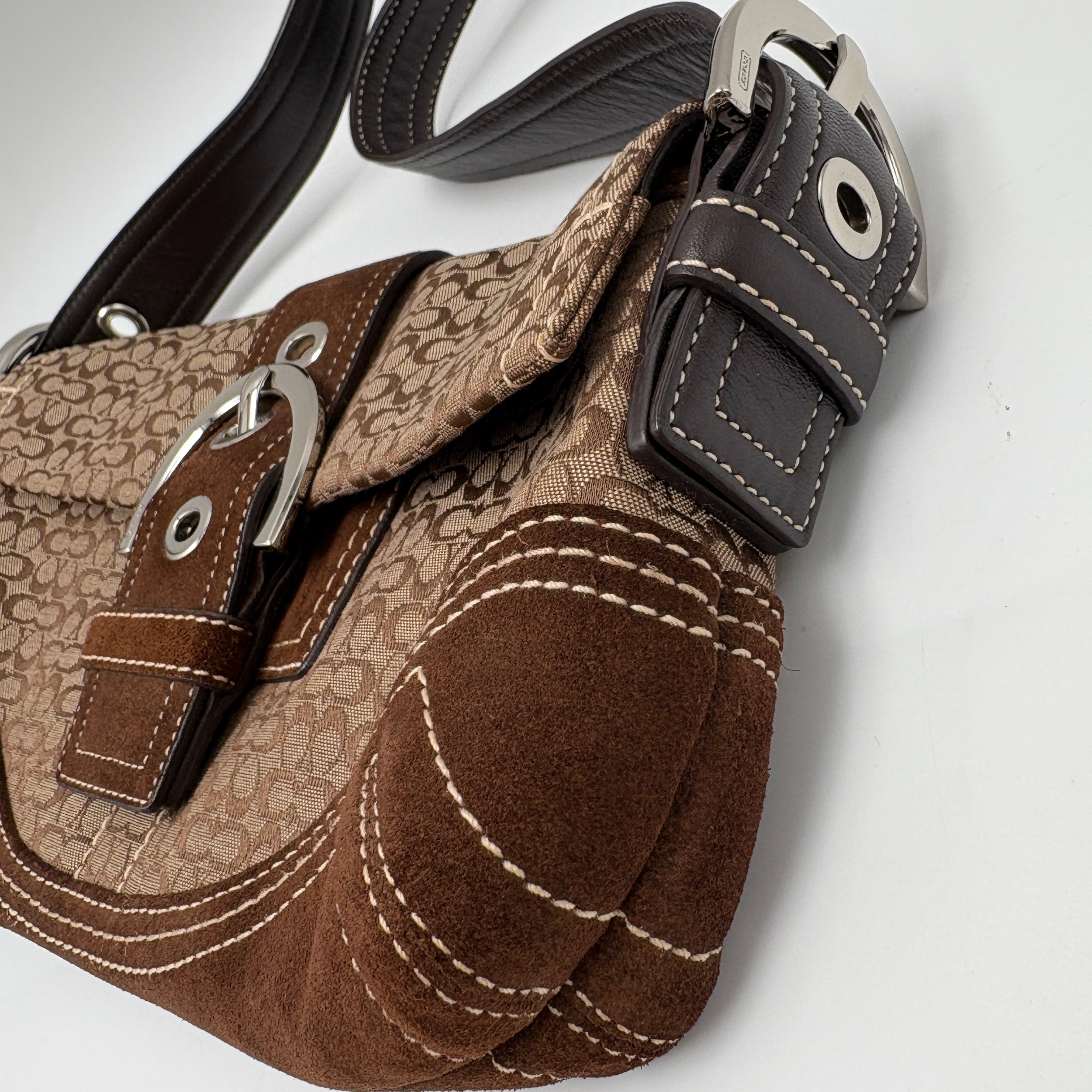 COACH SIGNATURE SUEDE BAG