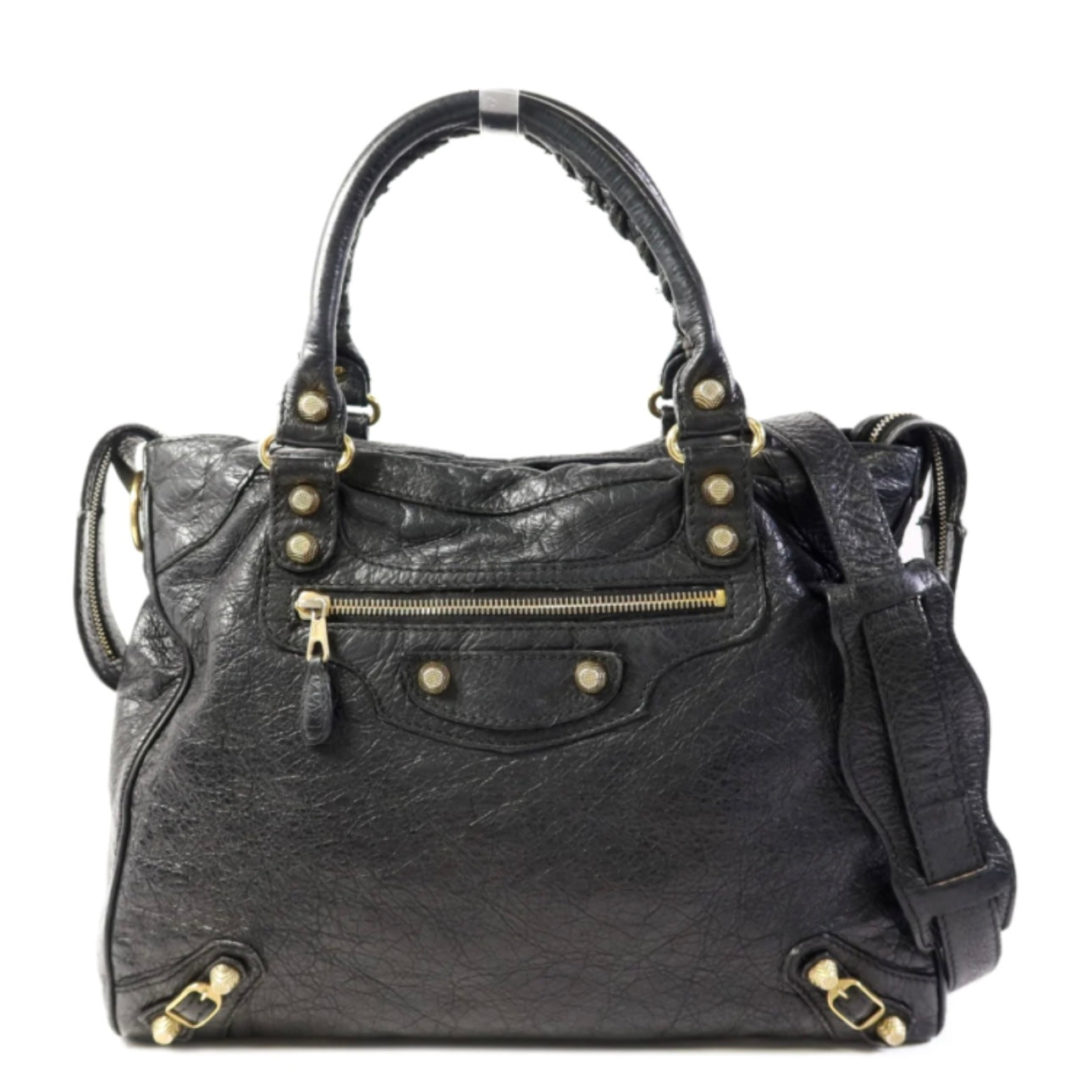 Balenciaga GHW Giant Velo 2 Way Shoulder Bag - Black, Calfskin Leather