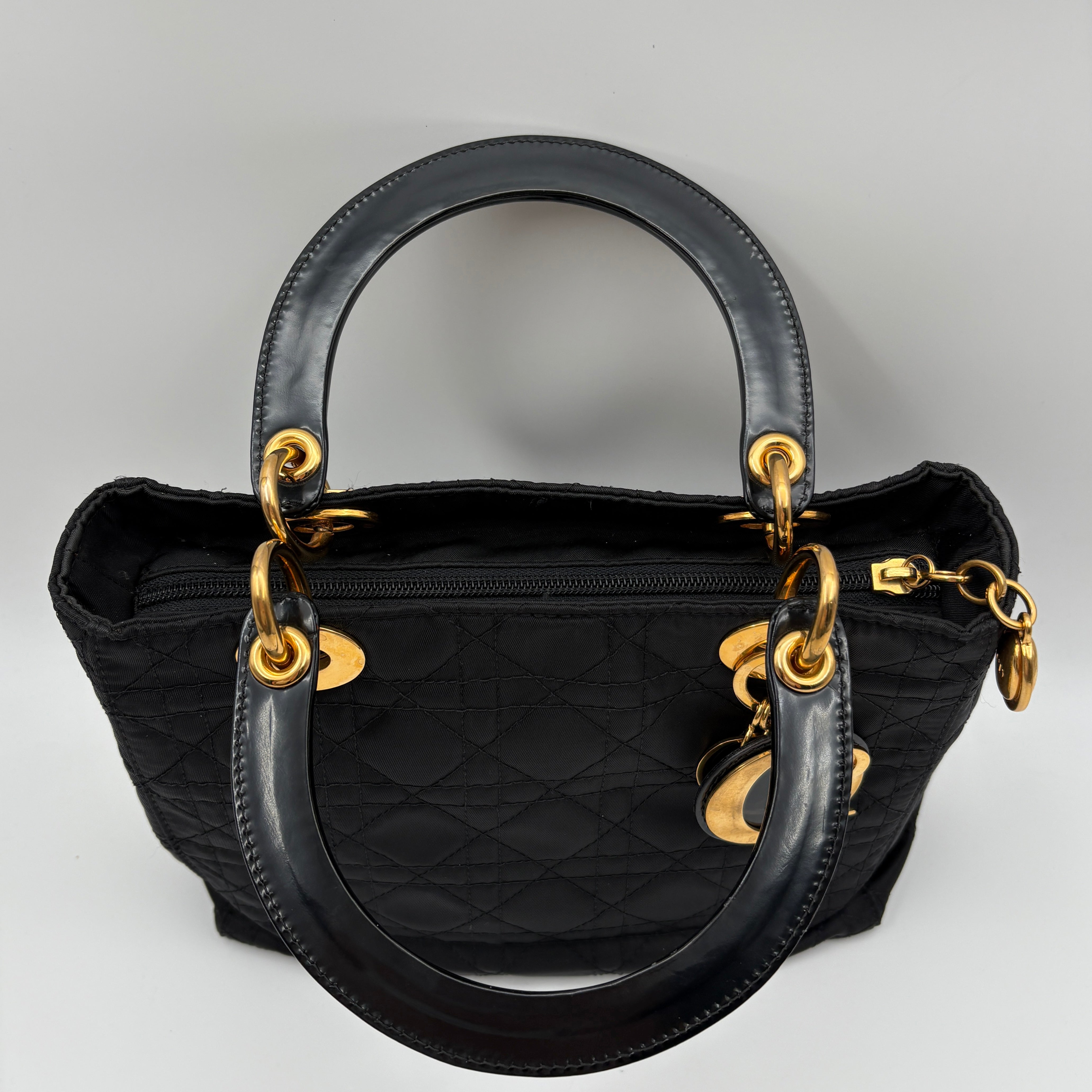 Christian Dior Lady Dior Hand bag Nylon Black