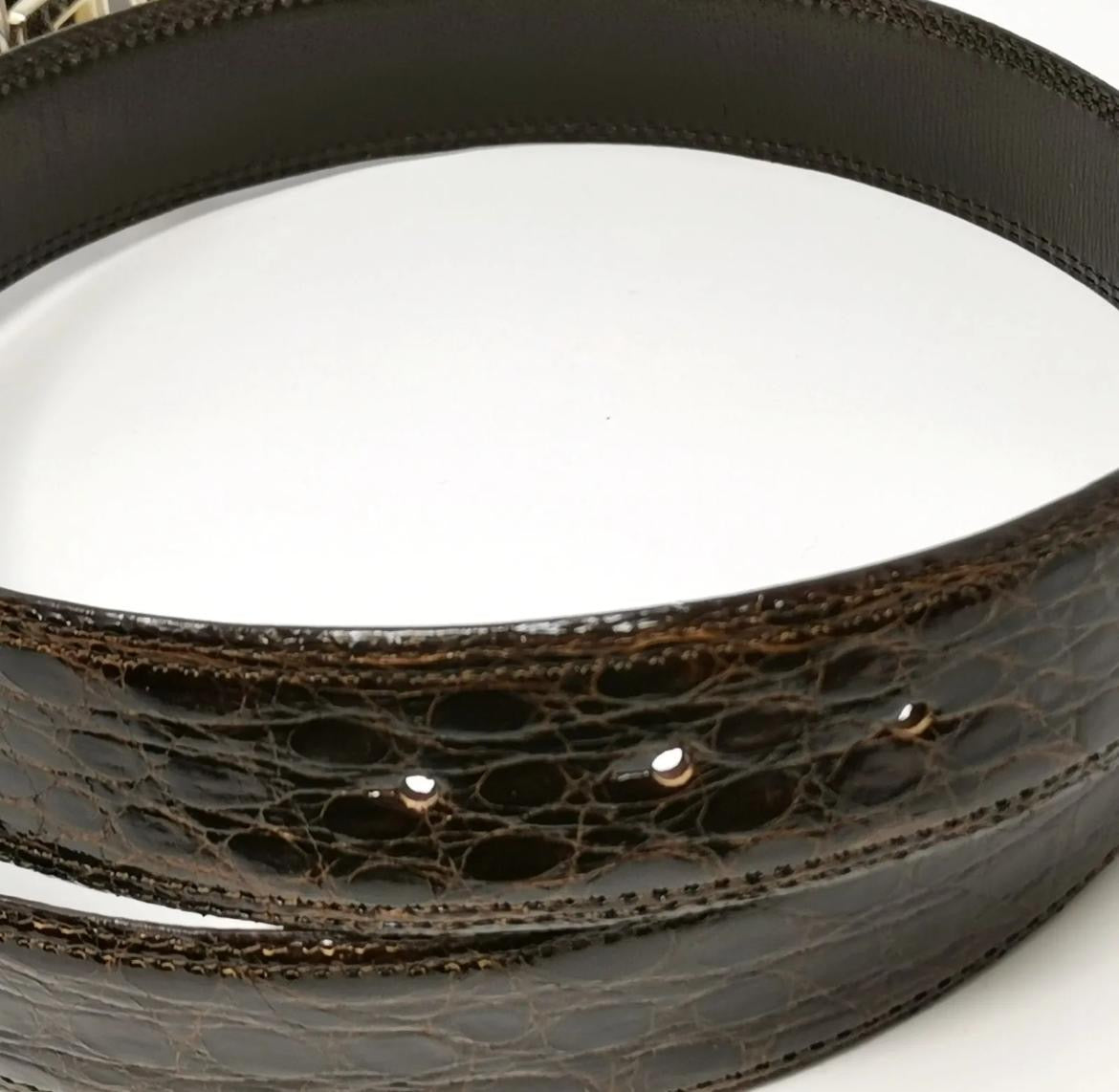 Saint Laurent Brown Croco Belt