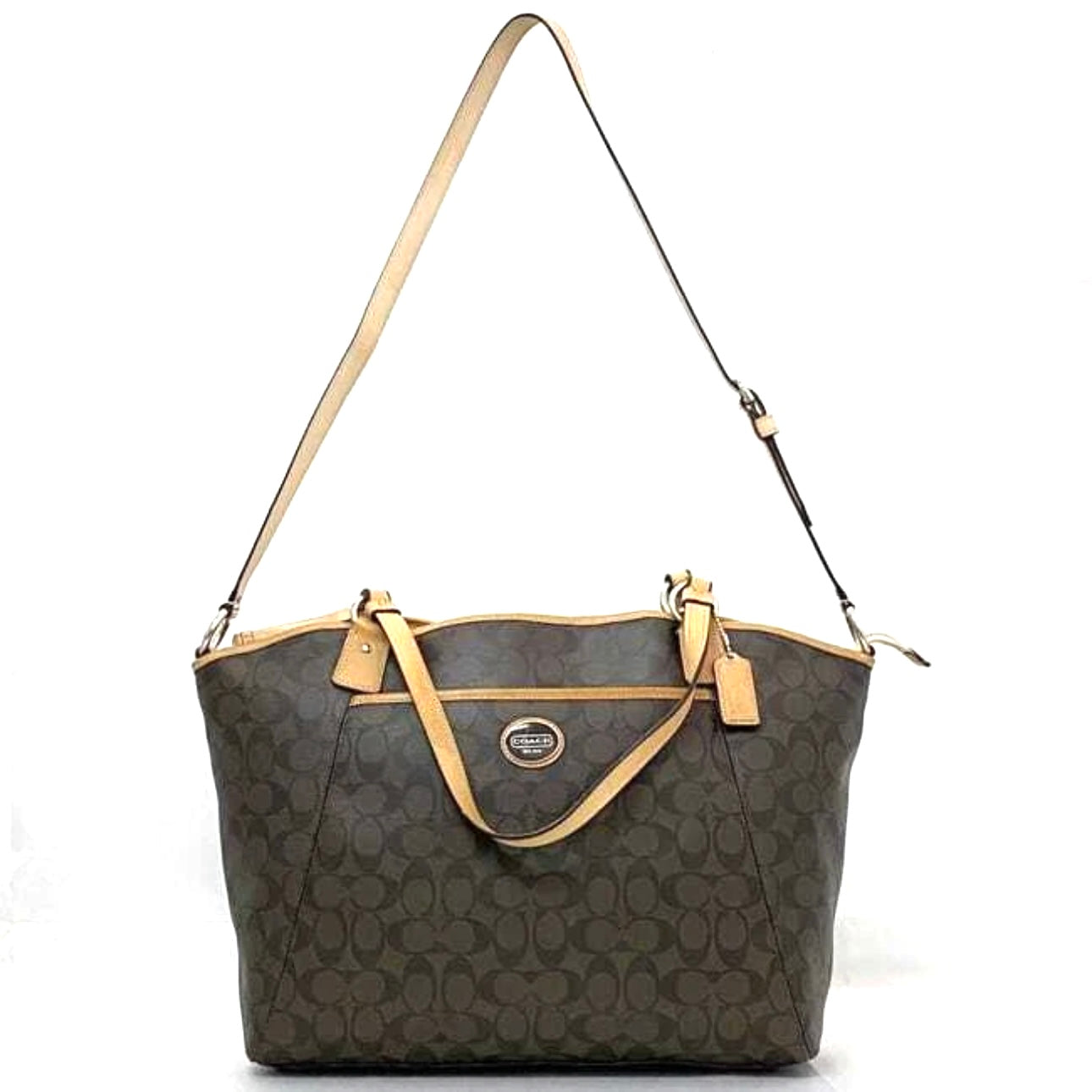 Coach Signature 2way bag Brown PVC leather