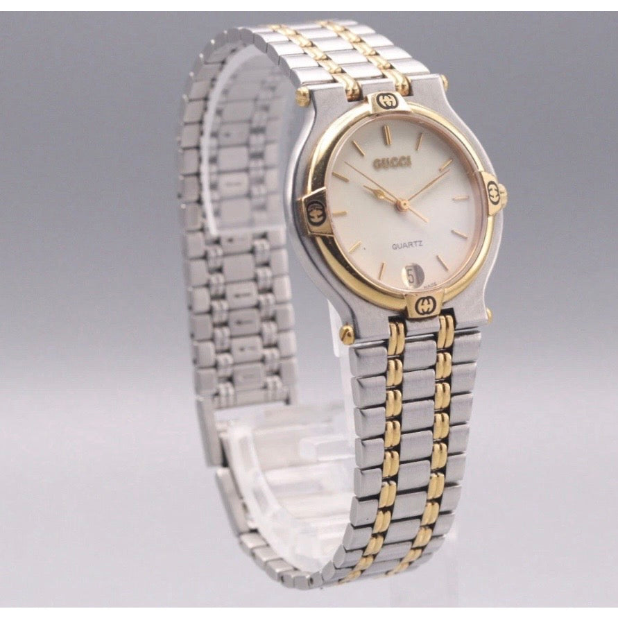 Vintage GUCCI 9000M Men's Quartz Watch Gold Dial Swiss Made