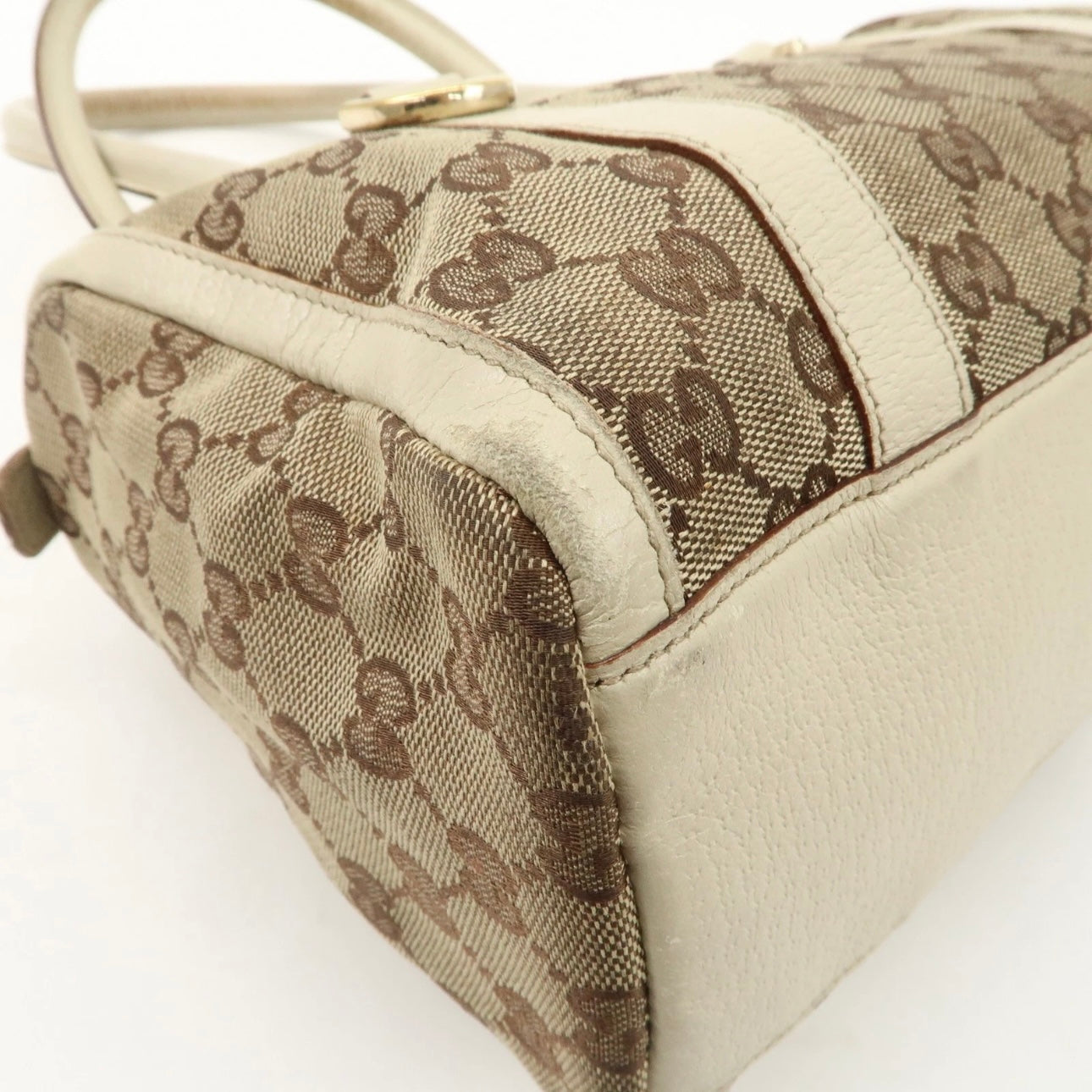 GUCCI Abbey GG Canvas Leather Boston Bag