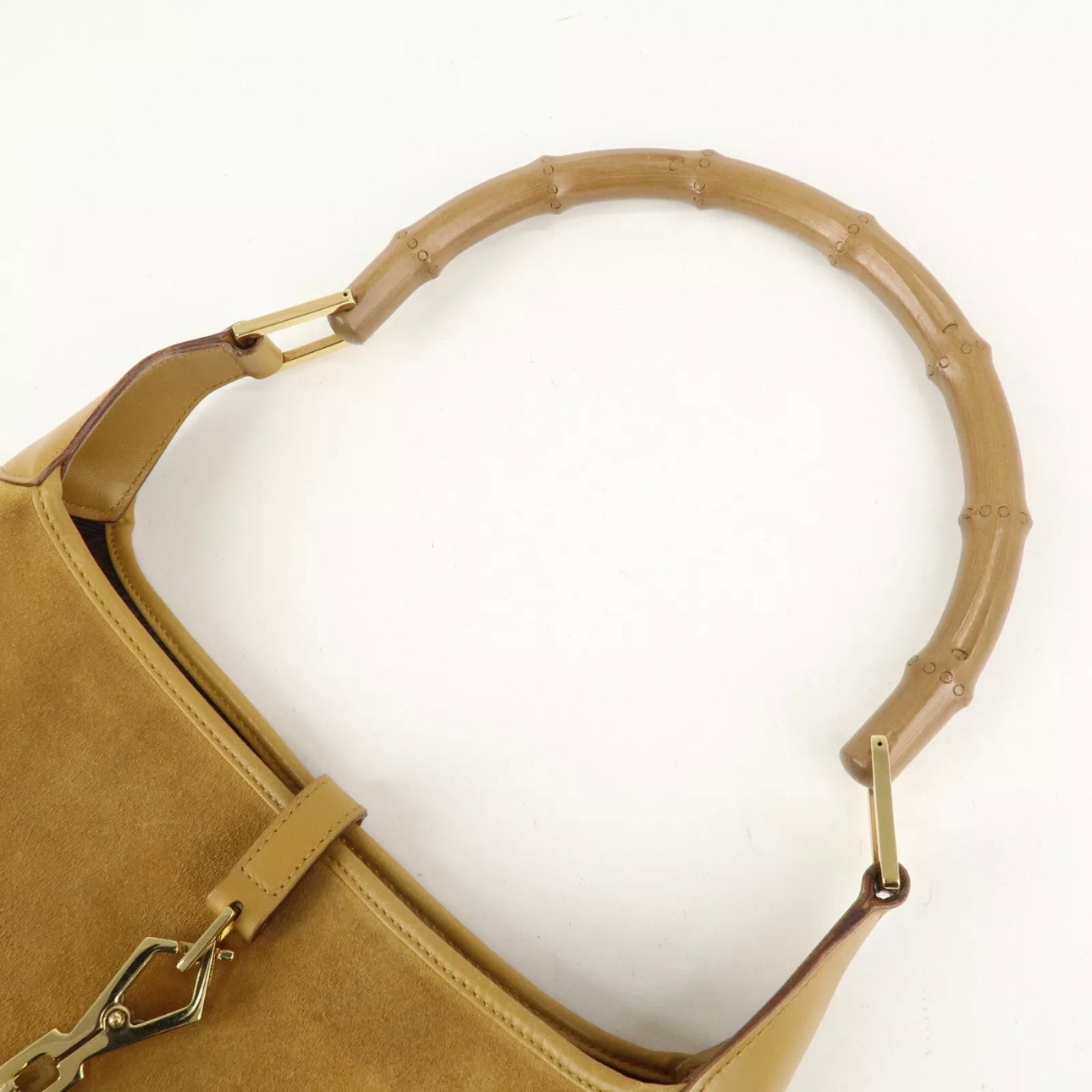 GUCCI Bamboo Suede Leather Shoulder Bag