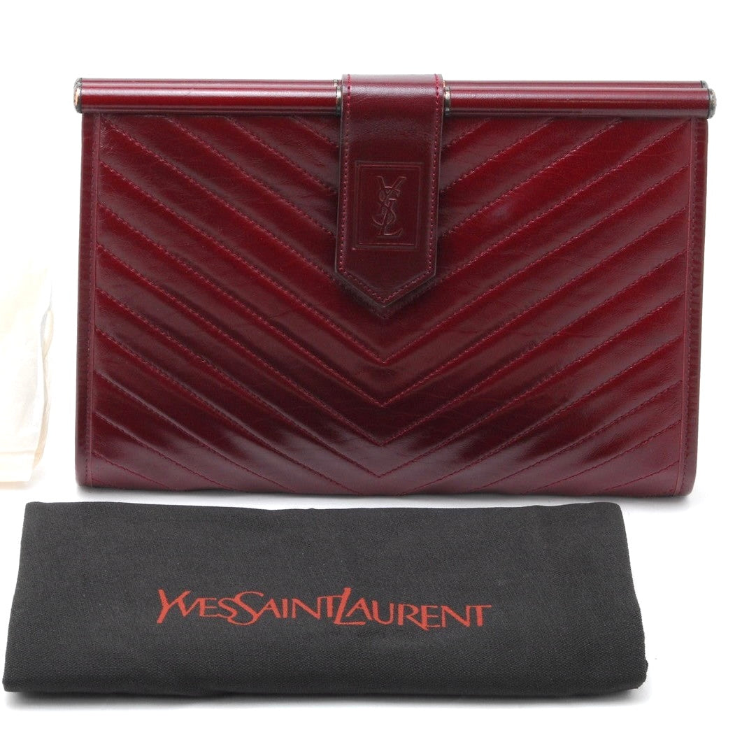 Saint Laurent Yves Clutch Bag - Red Bordeaux, Leather
