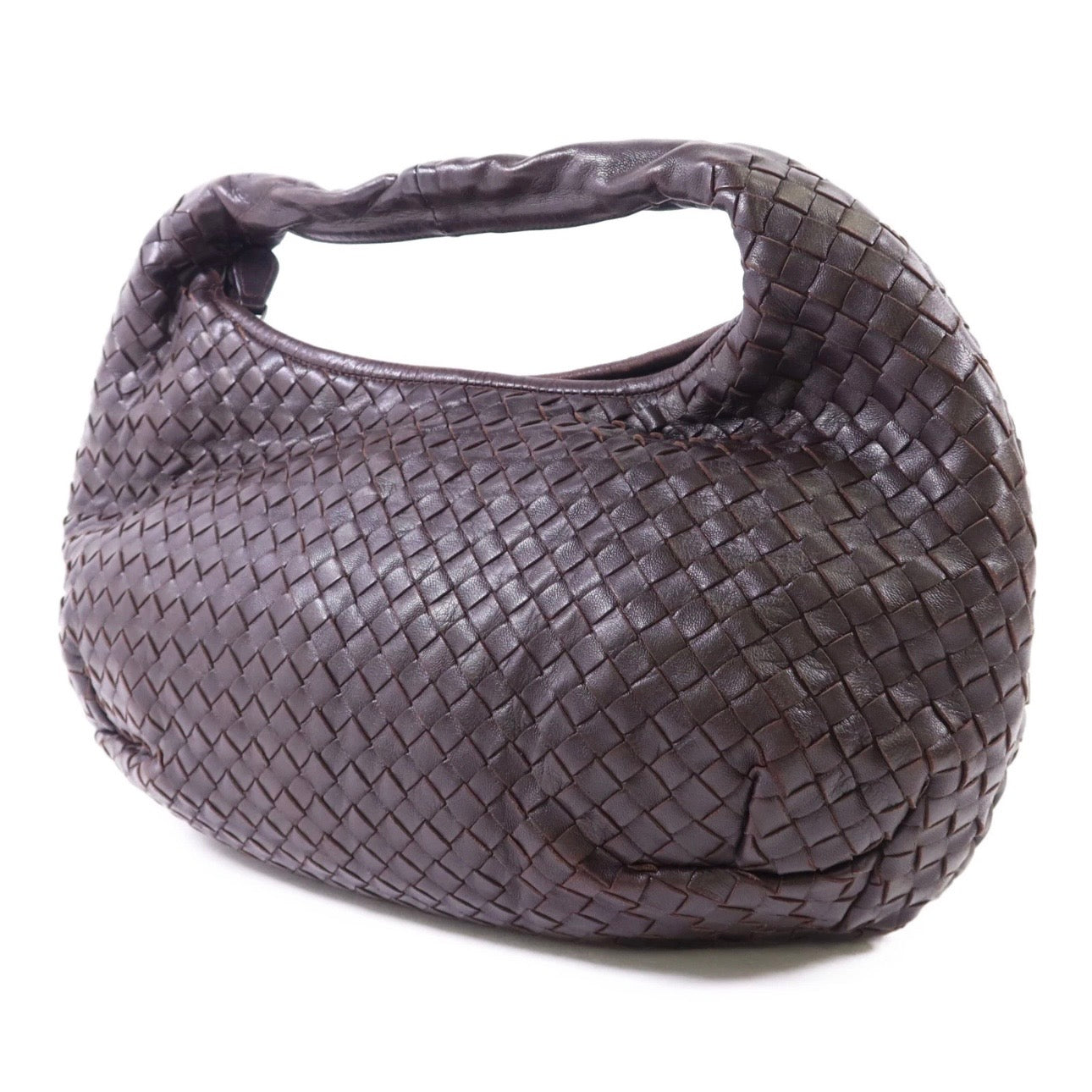 BOTTEGA VENETA BV Hobo Bag Handbag Lambskin Leather Brown