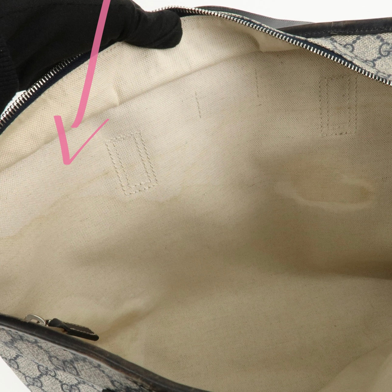 GUCCI GG Supreme Leather Tote Bag- Navy