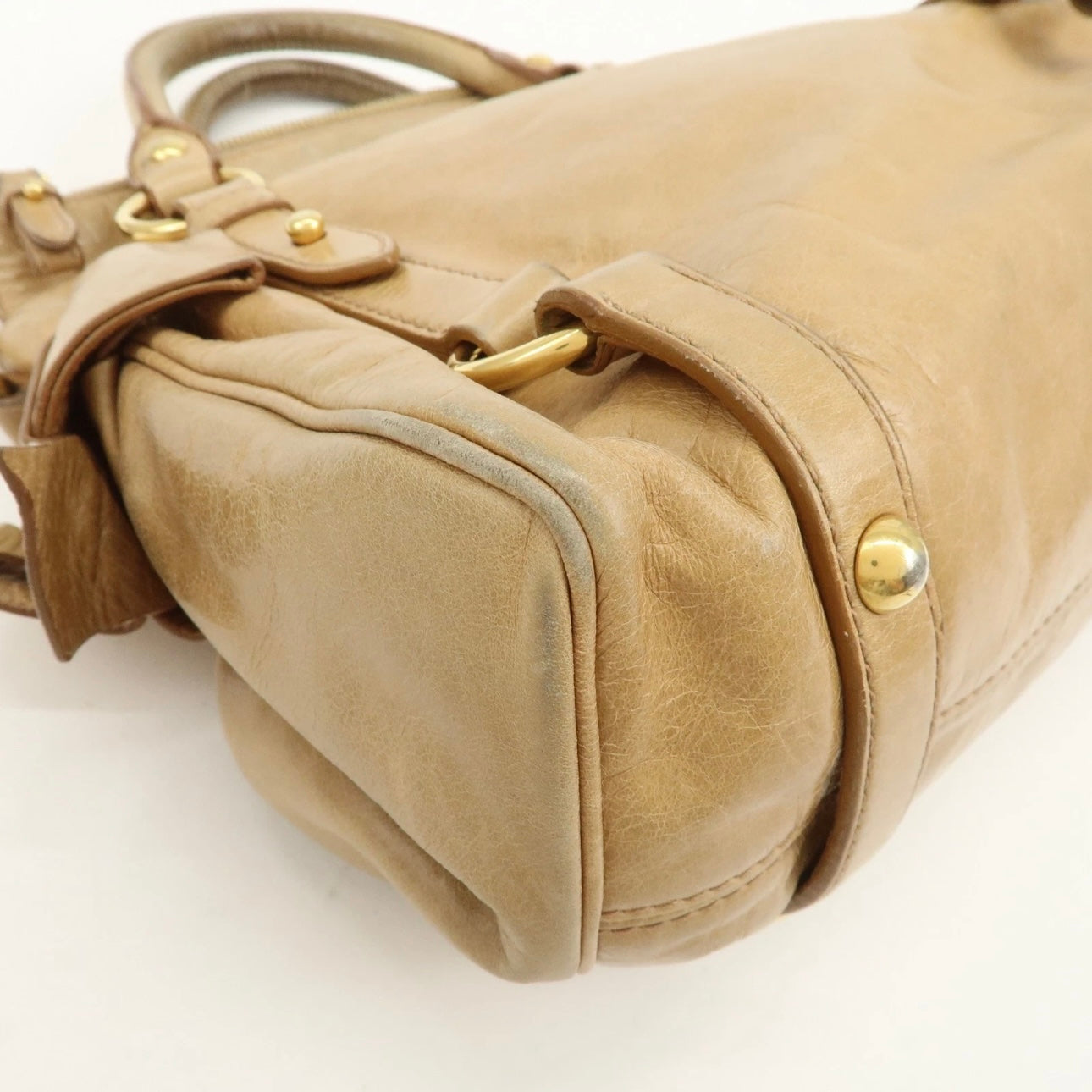 MIU MIU Leather 2Way Bag- Beige