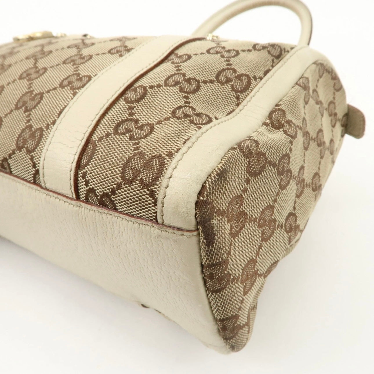 GUCCI Abbey GG Canvas Leather Boston Bag