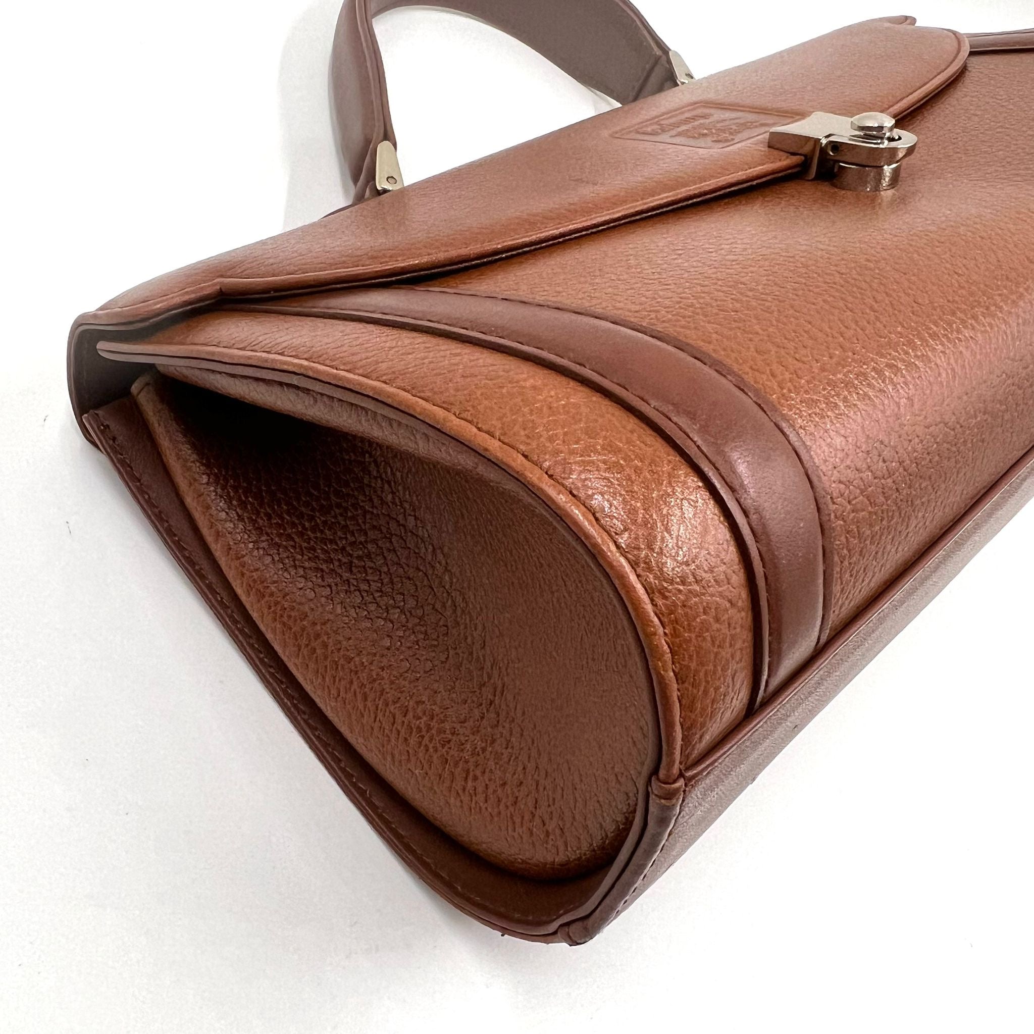 Burberry Vintage Top Handle Handbag - Brown, Leather