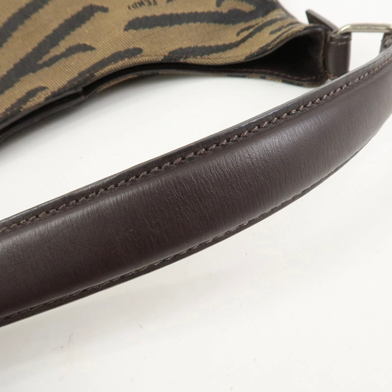 FENDI Canvas Leather Shoulder Bag Hand Bag Zebra Motif