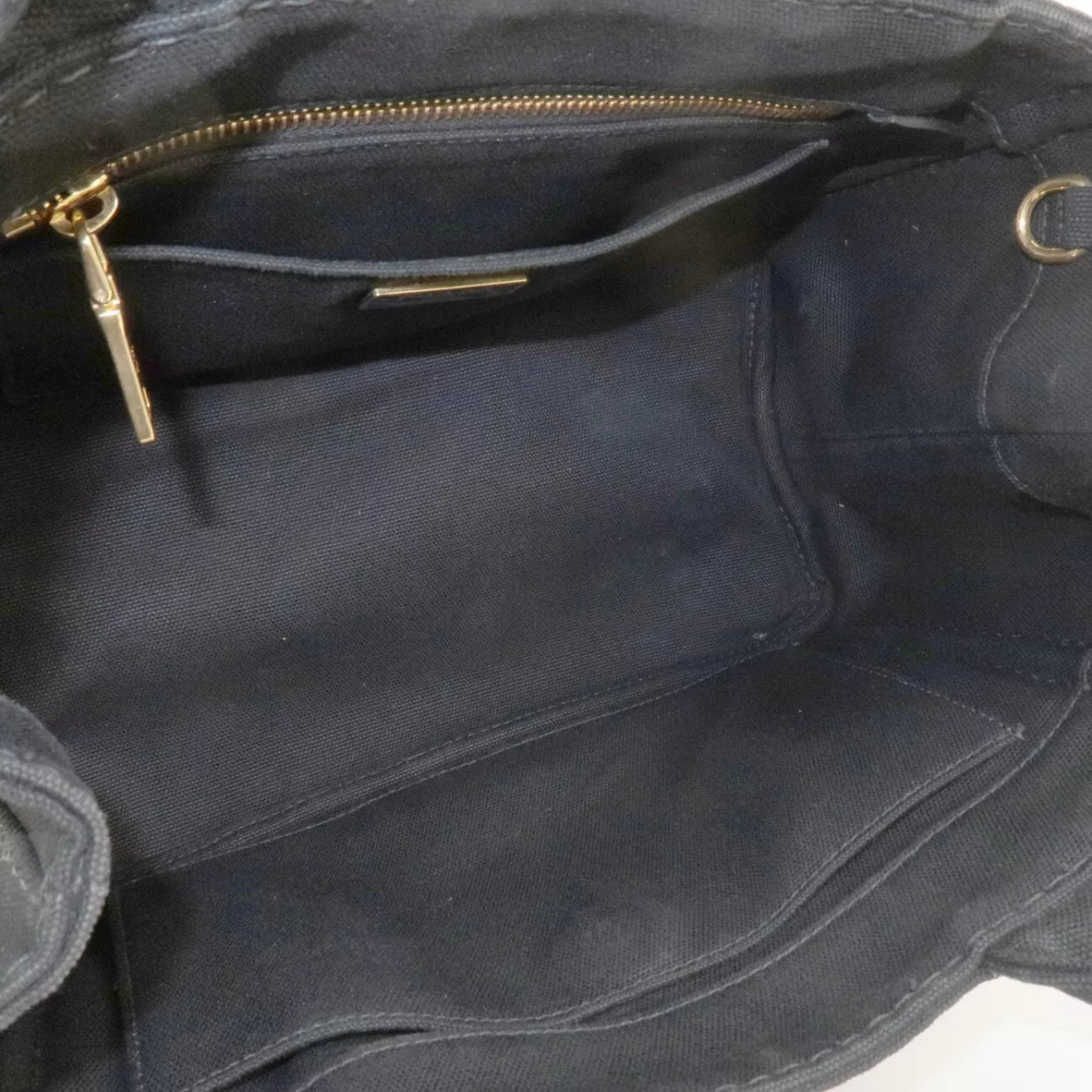 Prada Canapa Mini Canvas Tote Bag Hand Bag Black