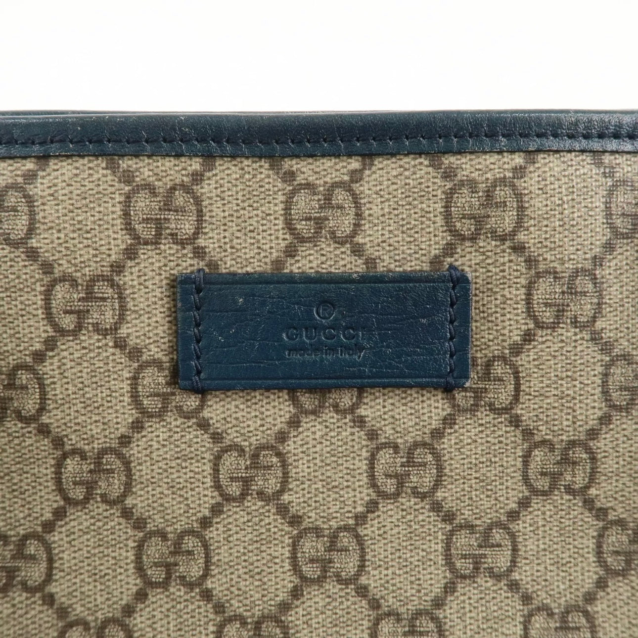 GG Supreme Leather Tote Bag Beige Navy