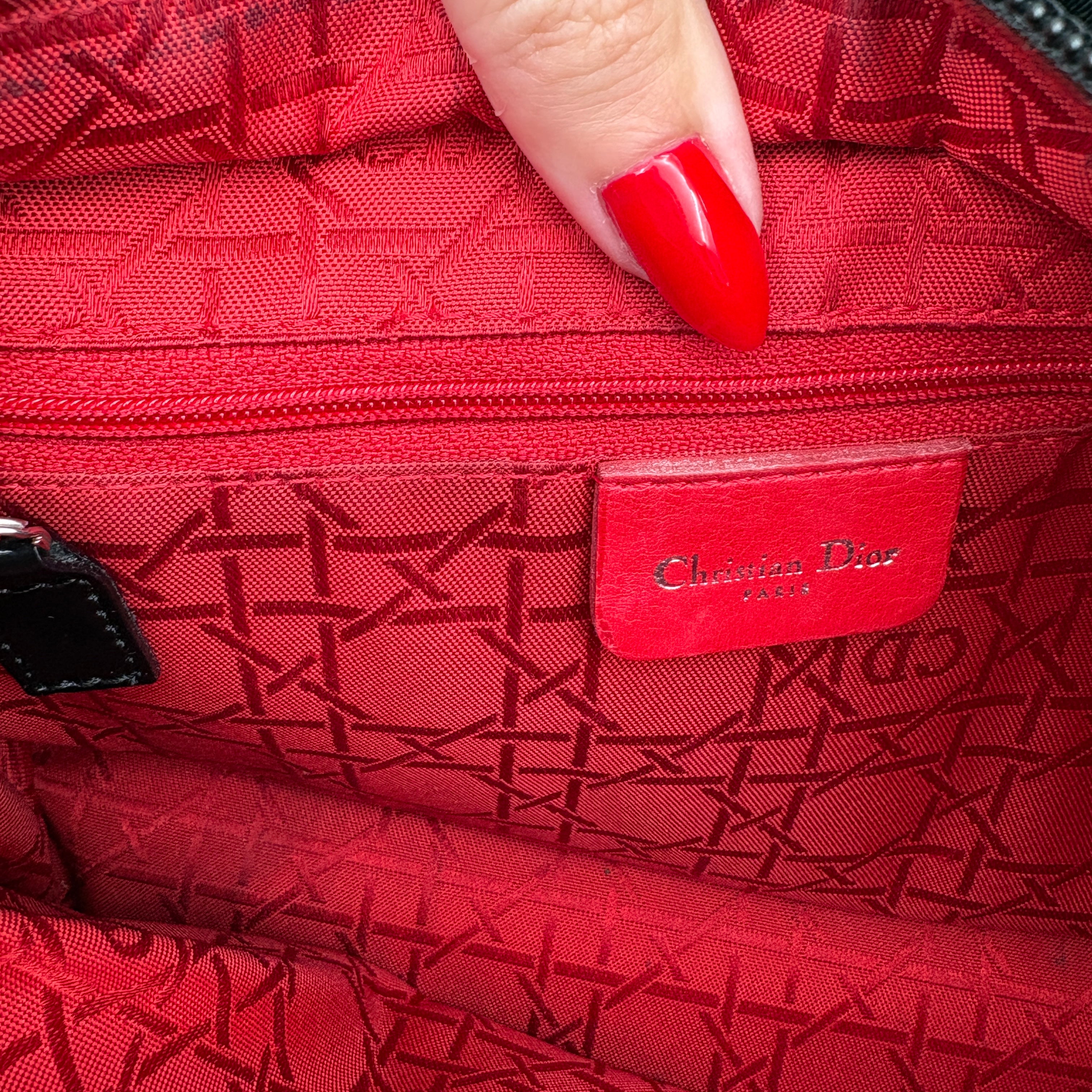 Christian Dior Lady Dior Hand bag Nylon Black