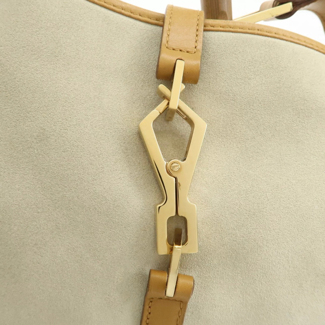 GUCCI Bamboo Suede Leather Shoulder Bag - Gray/Brown, Suede/Leather