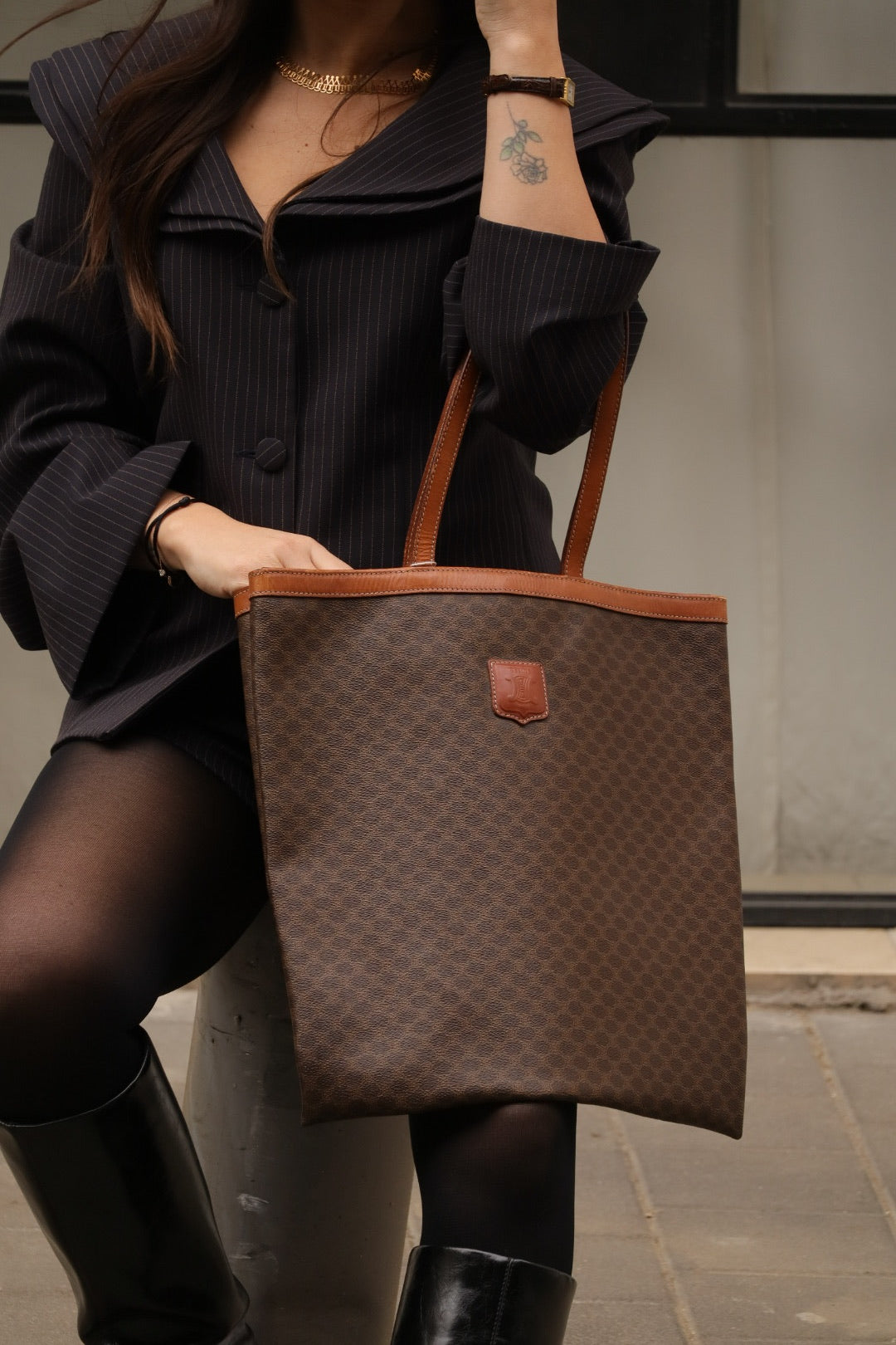 Celine Macadam tote bag- brown