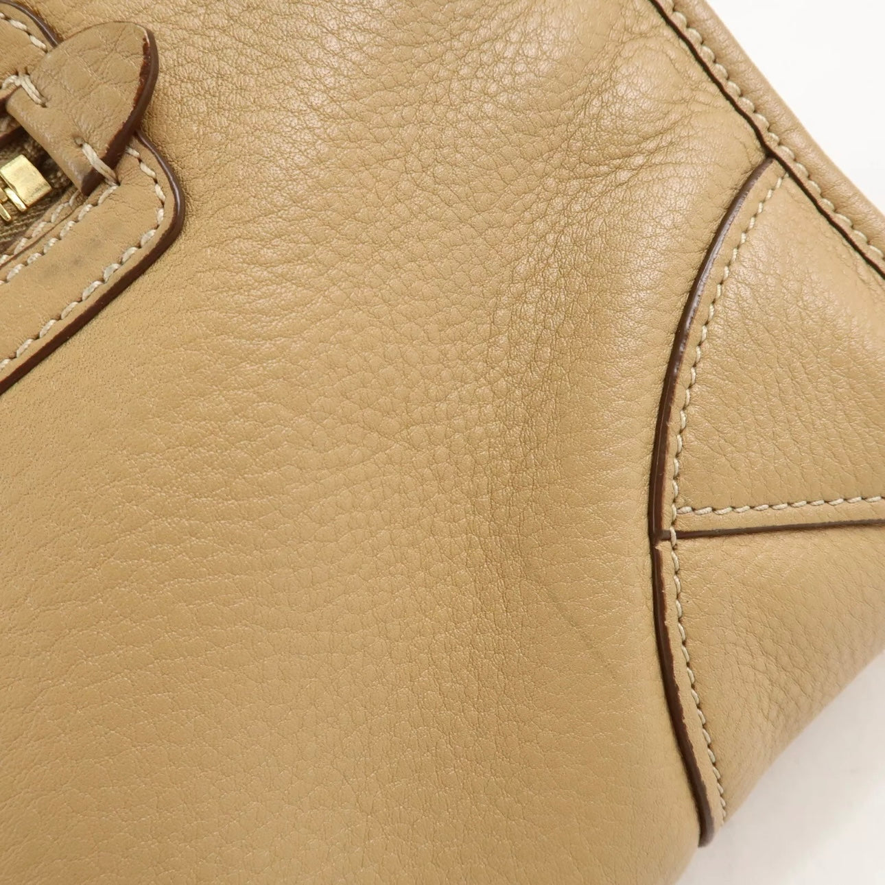 PRADA Logo Leather 2Way Bag - Beige, Leather