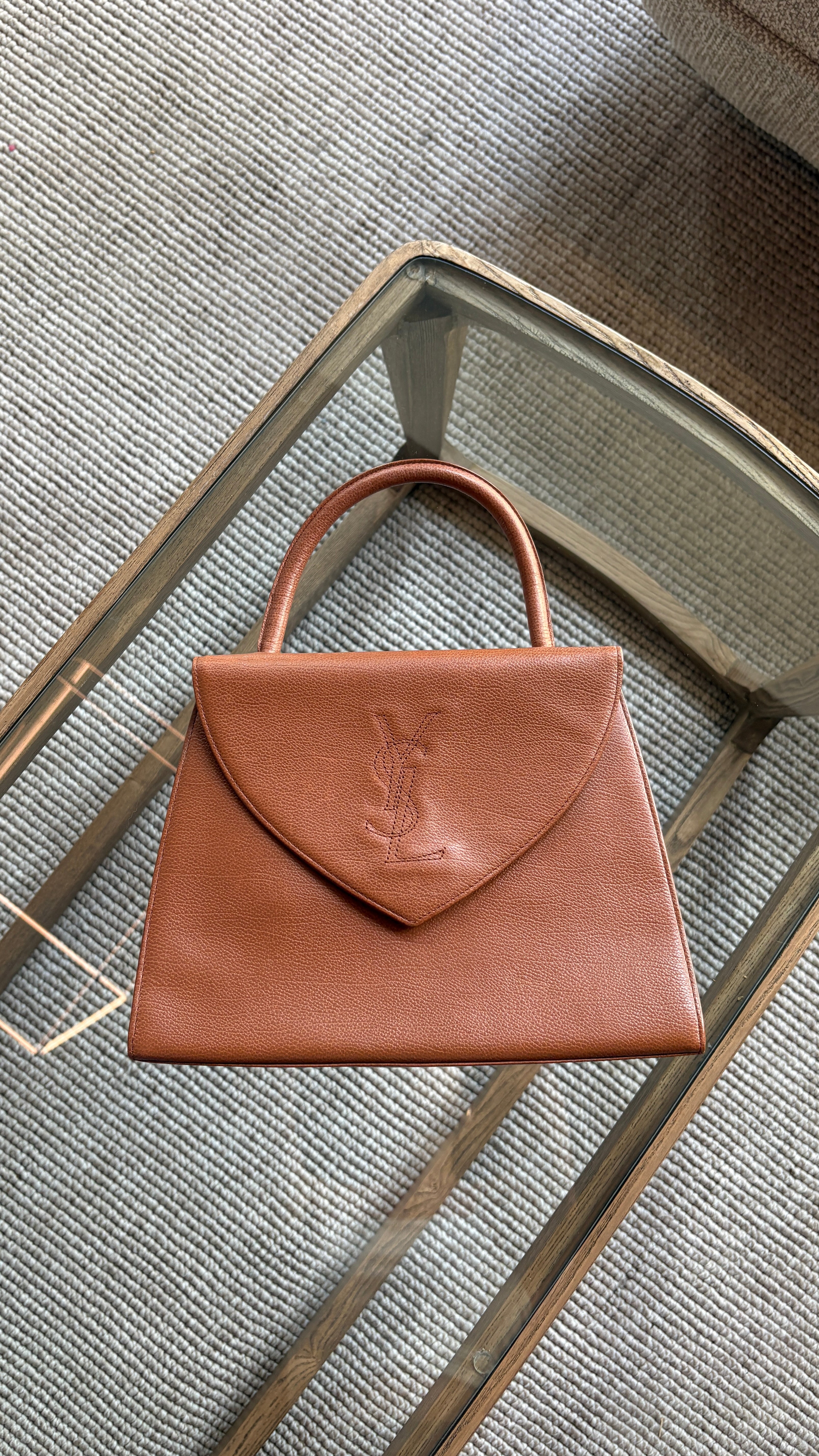 Saint Laurent Stitch Cassandra Handbag - Brown, Leather