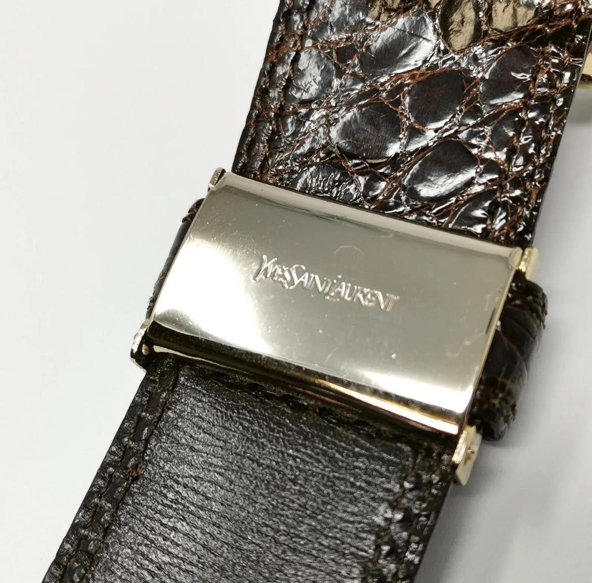Saint Laurent Brown Croco Belt