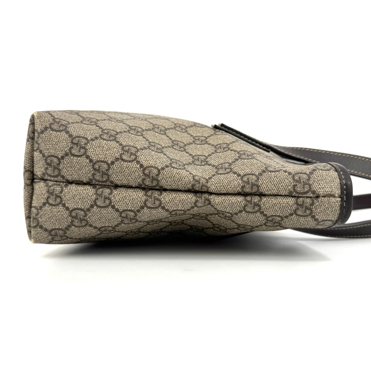 Gucci GG PVC Leather Supreme Tote Shoulder Bag Brown