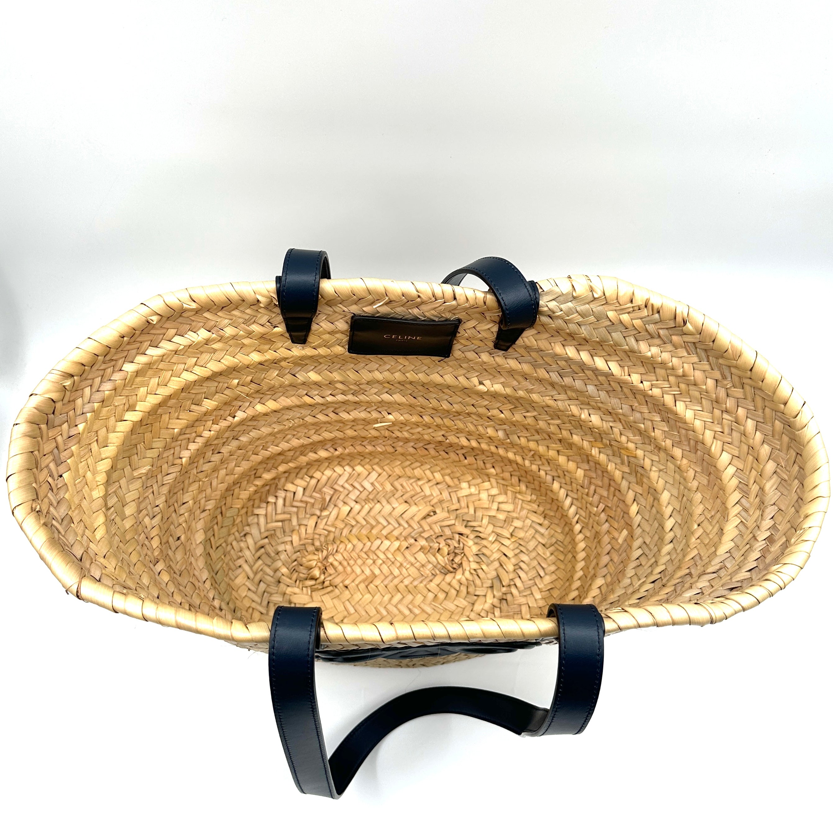 Triomphe Panier Shoulder Basket Bag Raffia