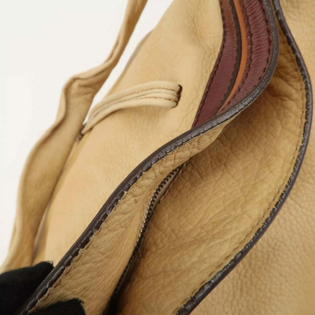 CELINE Bitter Sweet Leather Shoulder Bag Beige Brown Gold Hardware