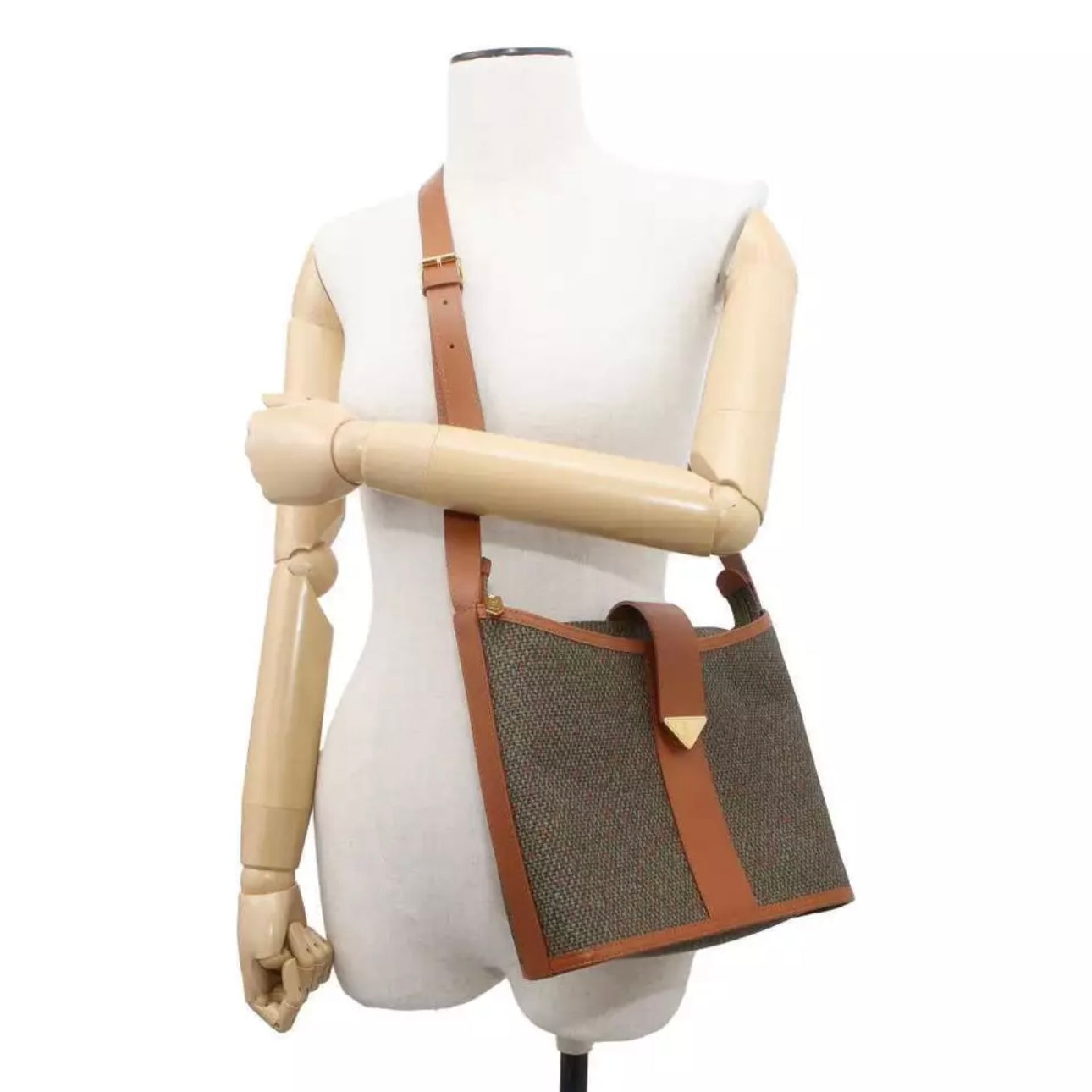 Shoulder Bag Leather Brown/Khaki